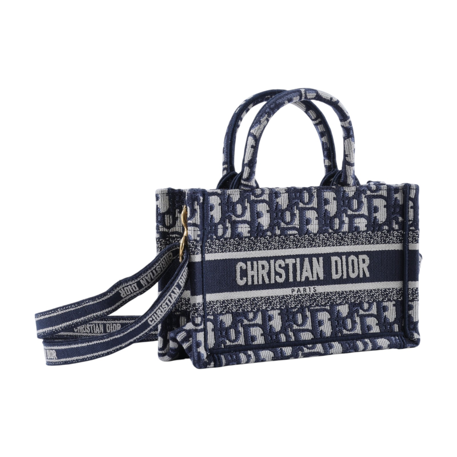 迪奧 CHRISTIAN DIOR Book Tote 迷你 手提 肩背 托特包 藍色 米色 S5573CRIW  防塵袋/背帶