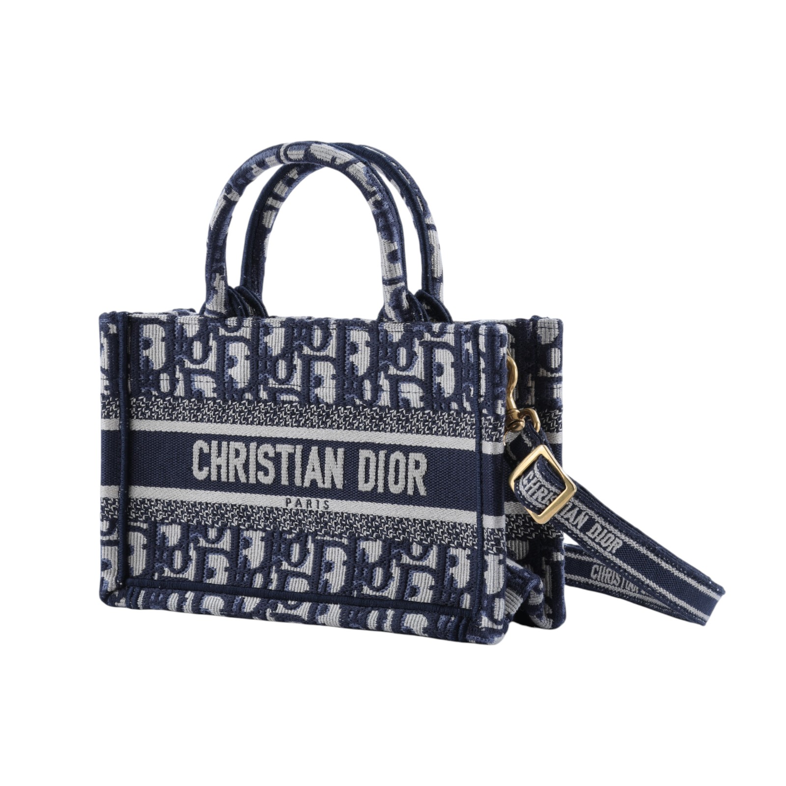 迪奧 CHRISTIAN DIOR Book Tote 迷你 手提 肩背 托特包 藍色 米色 S5573CRIW  防塵袋/背帶