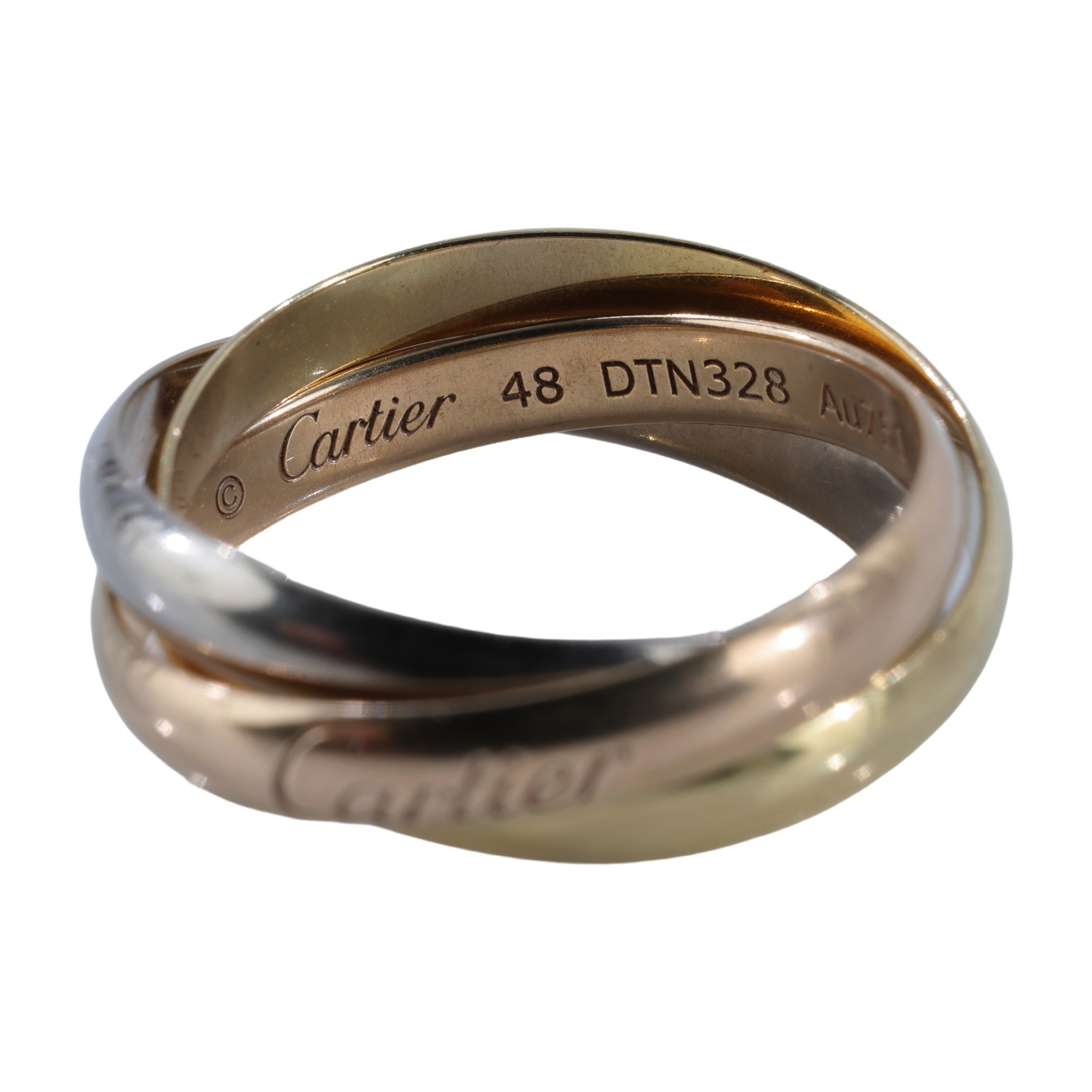 卡地亞 CARTIER Trinity 戒指 B4086148 K18 TRINITY 三環戒指#48 原廠盒子/保書/購買證明