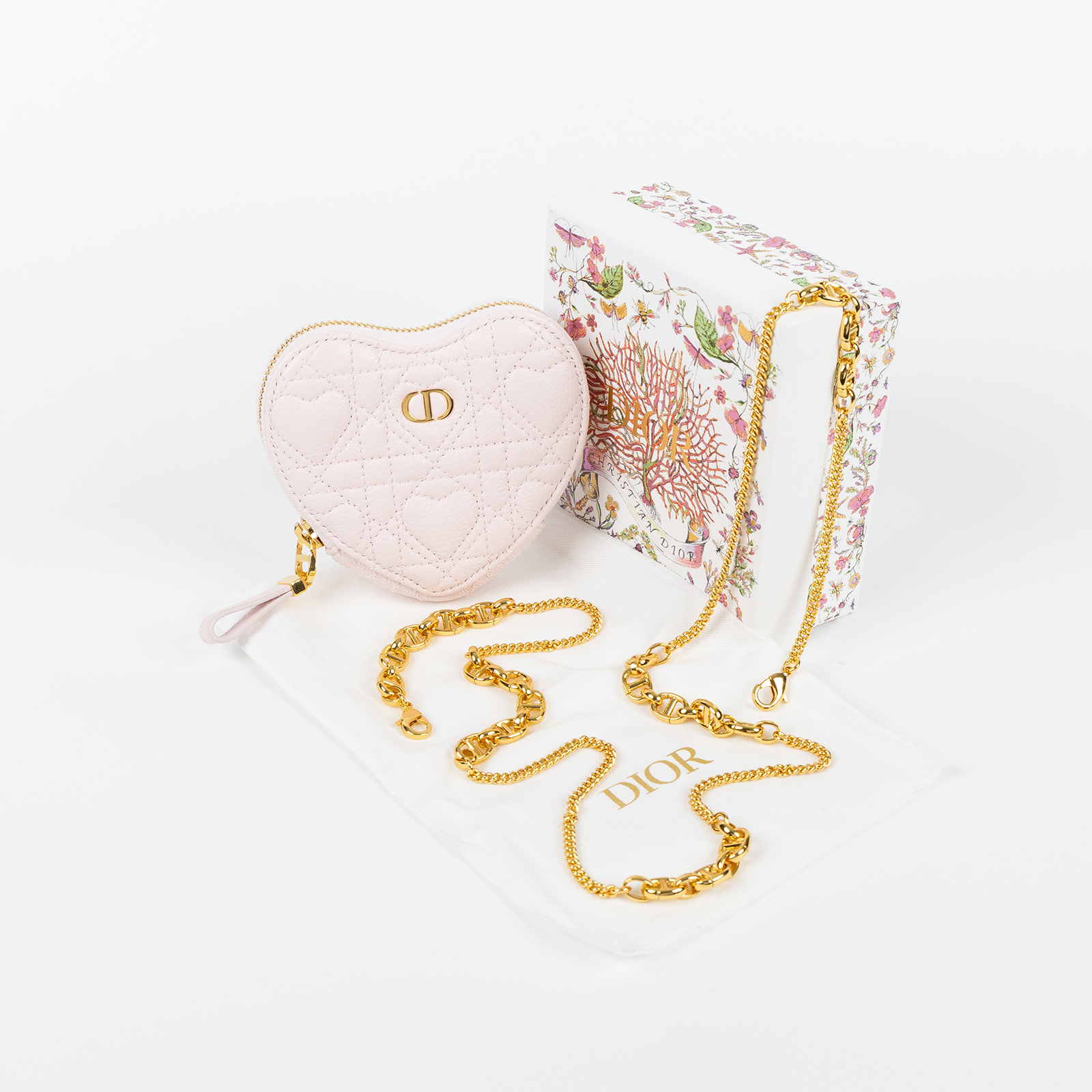迪奧 CHRISTIAN DIOR Caro 中型 肩背 心形小袋 鏈帶 小牛皮 S5097UNID  原廠盒子/防塵袋/背帶