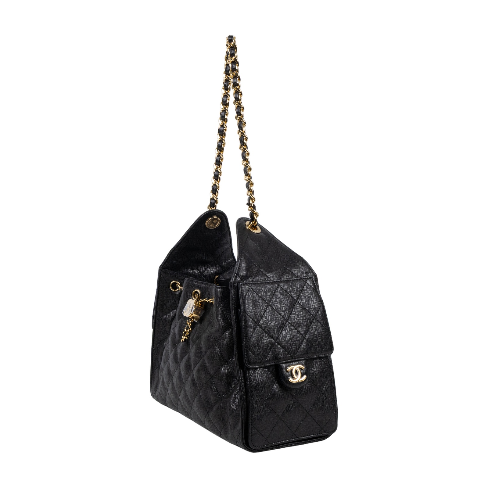 香奈兒 CHANEL 25 小型包 AS5293 晶片款 黑金荔枝25包 小號 原廠盒子/防塵袋