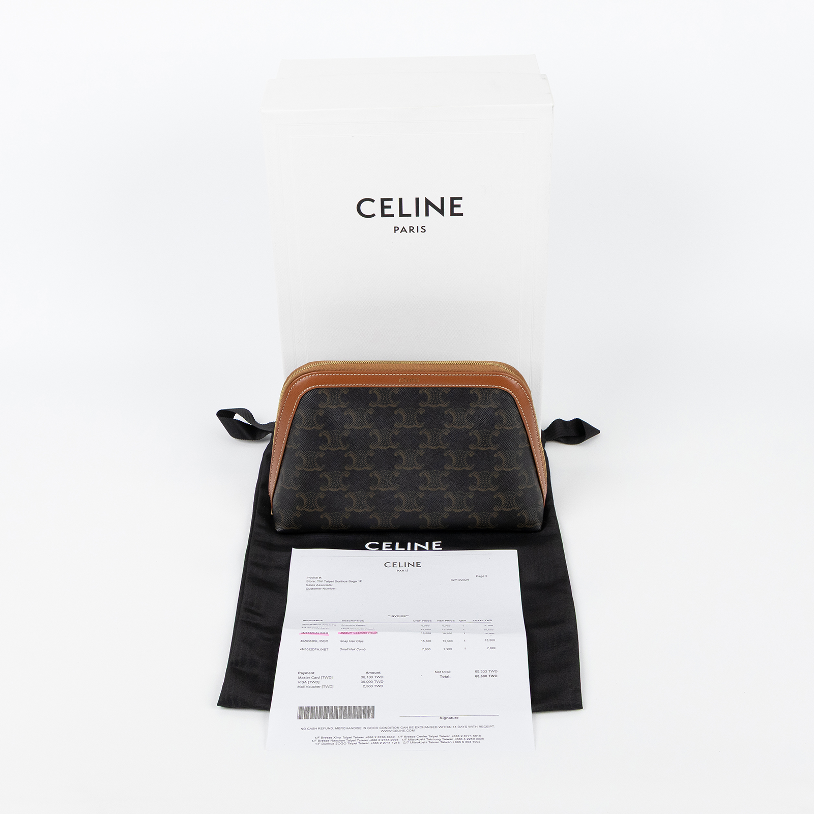 思琳 CELINE Triomphe 中型 化妝包 手拿包 4M1632CZJ 凱旋門化妝包中號 防塵袋/原廠盒子/購買證明