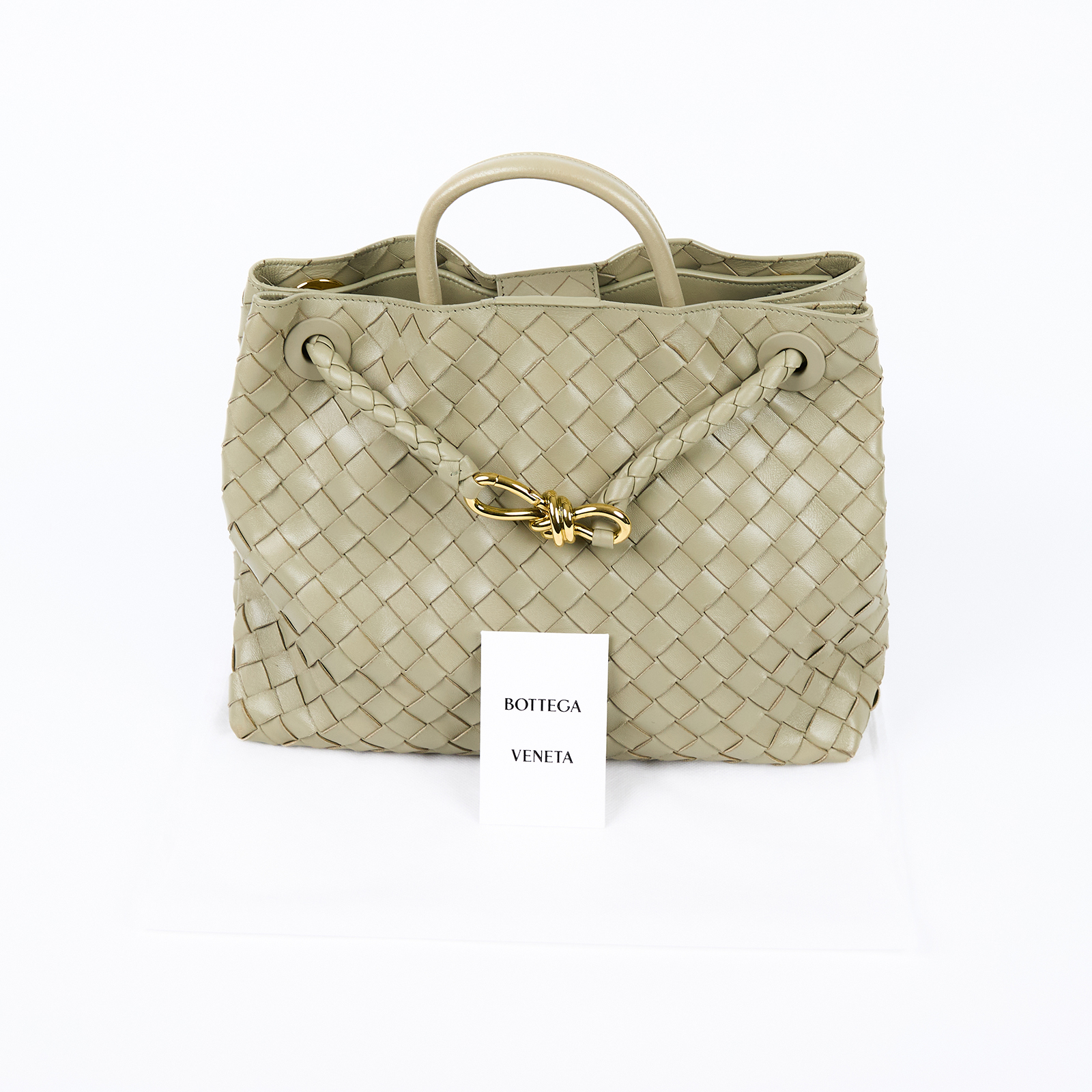 寶緹嘉 BOTTEGA VENETA Medium Andiamo 中型 手提 肩背包 766016VCPP1 灰綠ANDIAMO MEDIUM 無附屬品