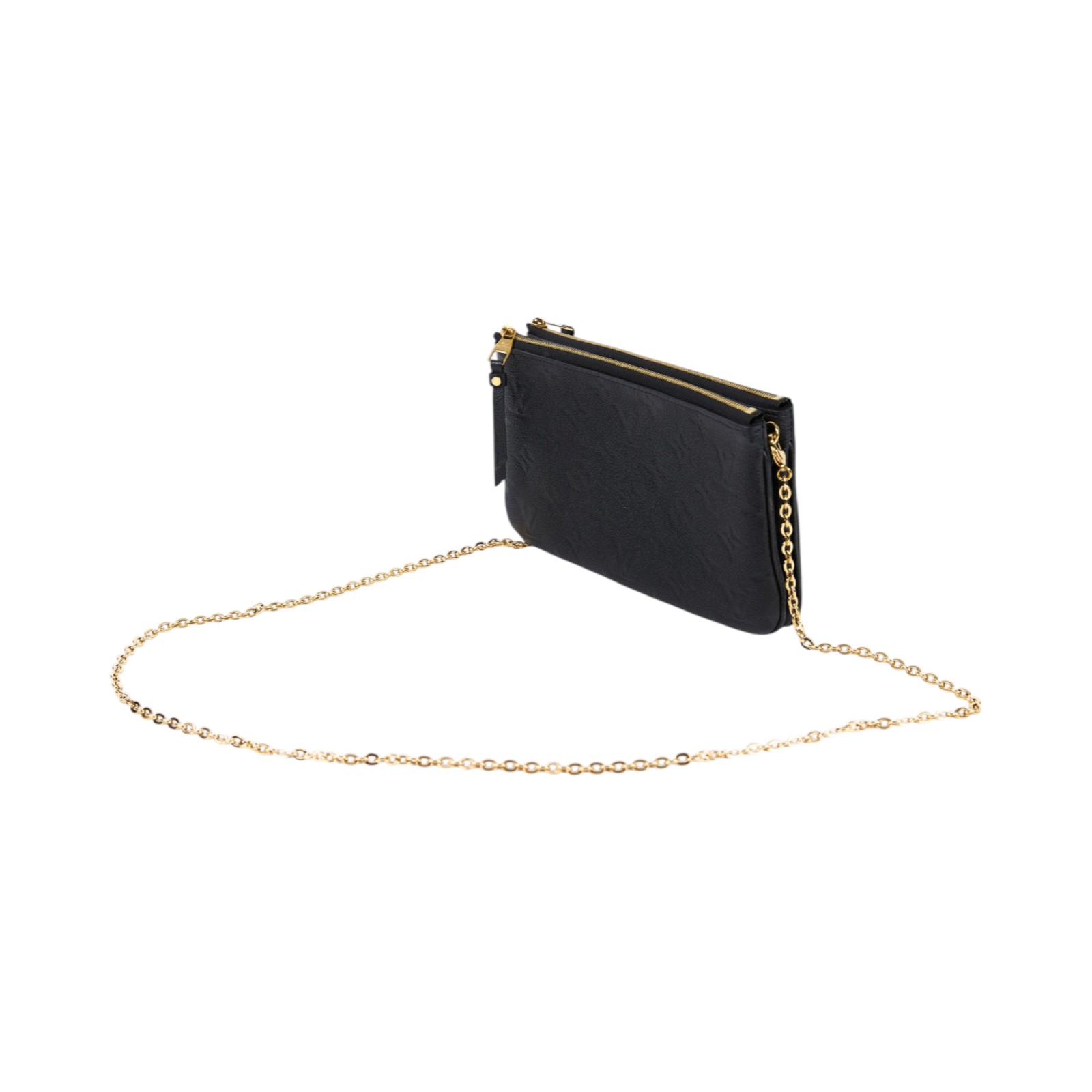 路易威登 LOUIS VUITTON Double Zip Pochette 牛皮 多夾層手拿 斜背包 M68568  原廠盒子/防塵袋/背帶
