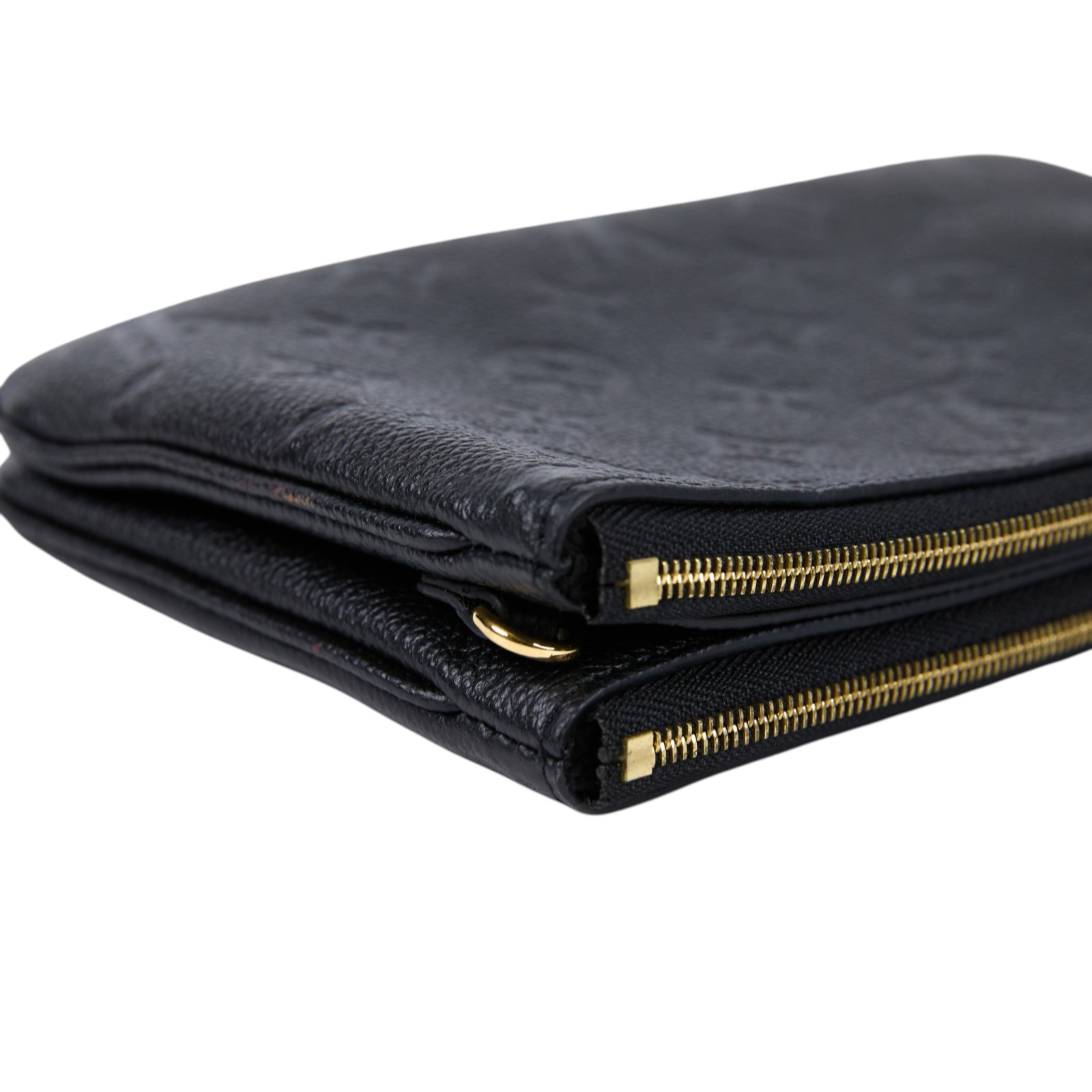 路易威登 LOUIS VUITTON Double Zip Pochette 牛皮 多夾層手拿 斜背包 M68568  原廠盒子/防塵袋/背帶