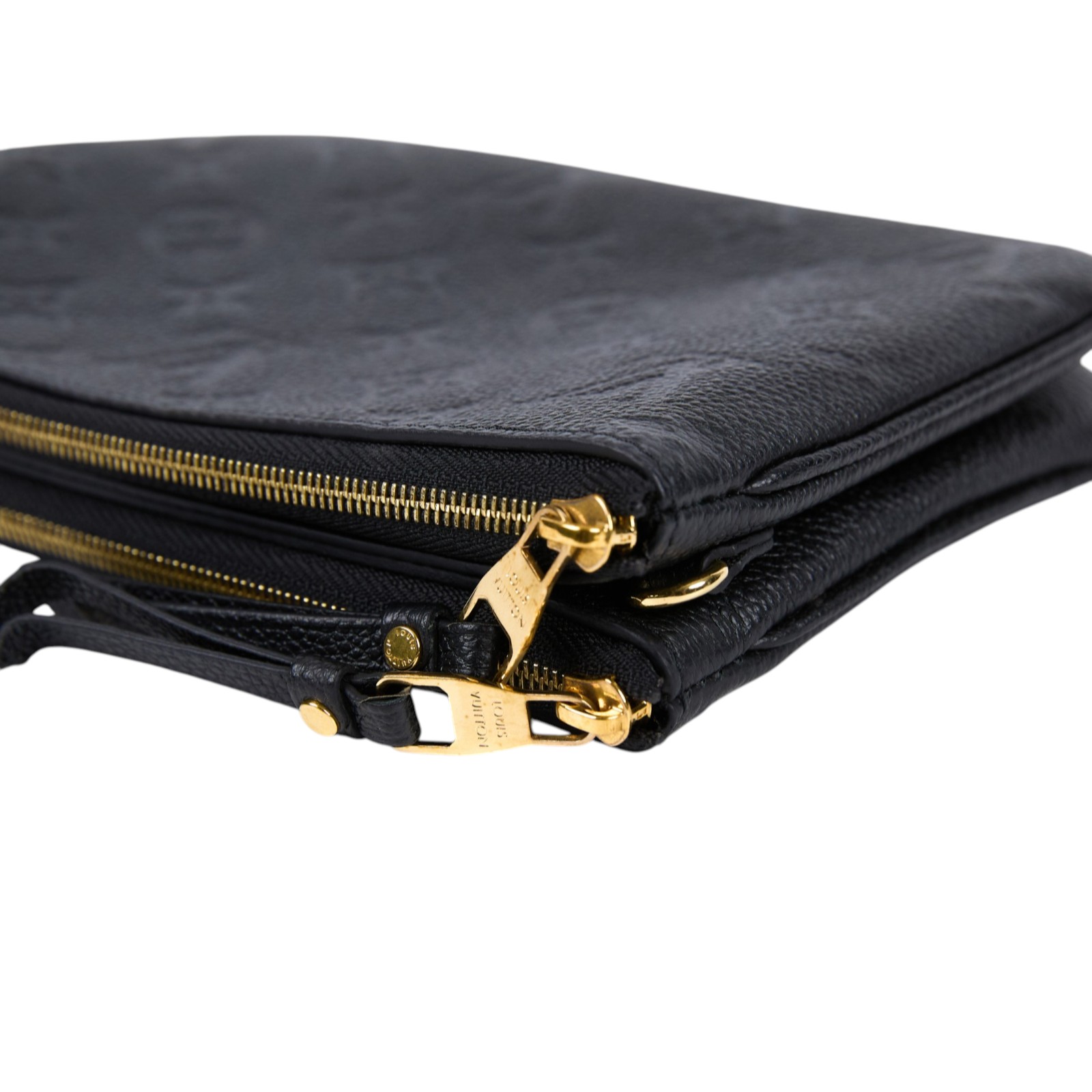 路易威登 LOUIS VUITTON Double Zip Pochette 牛皮 多夾層手拿 斜背包 M68568  原廠盒子/防塵袋/背帶