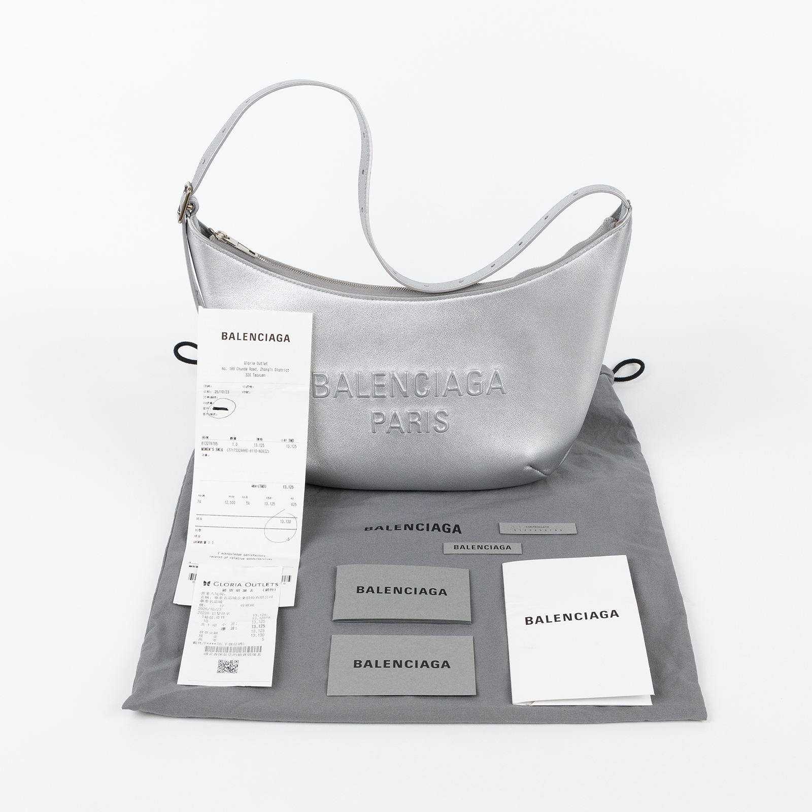 巴黎世家 BALENCIAGA Mary Kate 手提包 肩背包 7717332AAKE 銀MARY KATE肩背包 防塵袋/購買證明
