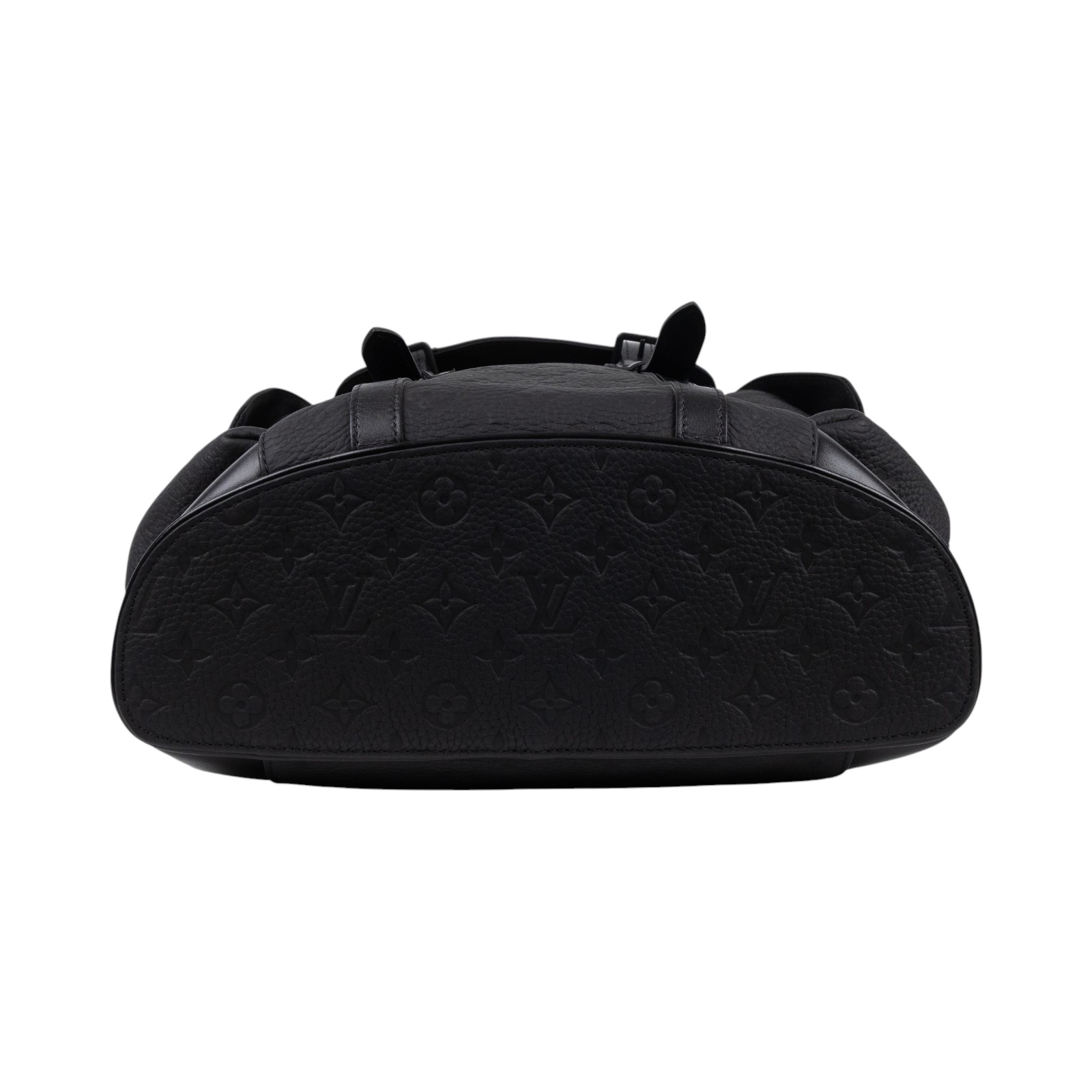 路易威登 LOUIS VUITTON Christopher MM 後背包 Monogram Taurillon 黑色皮革 啞面黑色金屬配件 M55699 晶片款  無附屬品