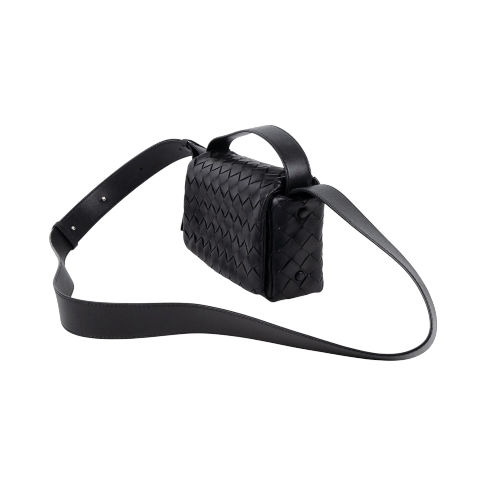 寶緹嘉 BOTTEGA VENETA Intrecciato 翻蓋編織迷你包 857931V2HL0 晶片款 黑INTRECCIATO迷你翻蓋包 無附屬品