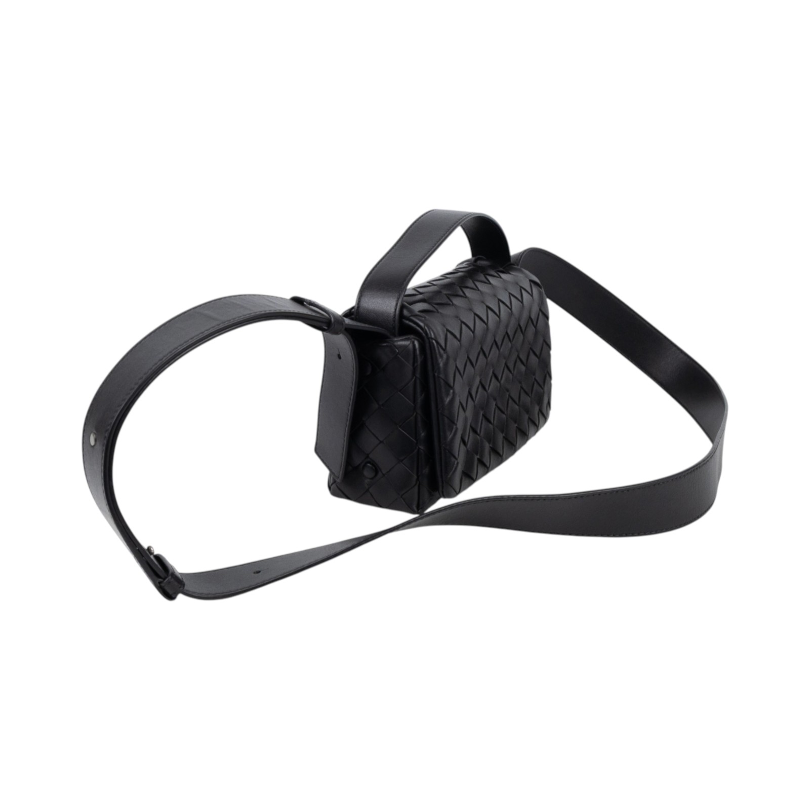 寶緹嘉 BOTTEGA VENETA Intrecciato 翻蓋編織迷你包 857931V2HL0 晶片款 黑INTRECCIATO迷你翻蓋包 無附屬品