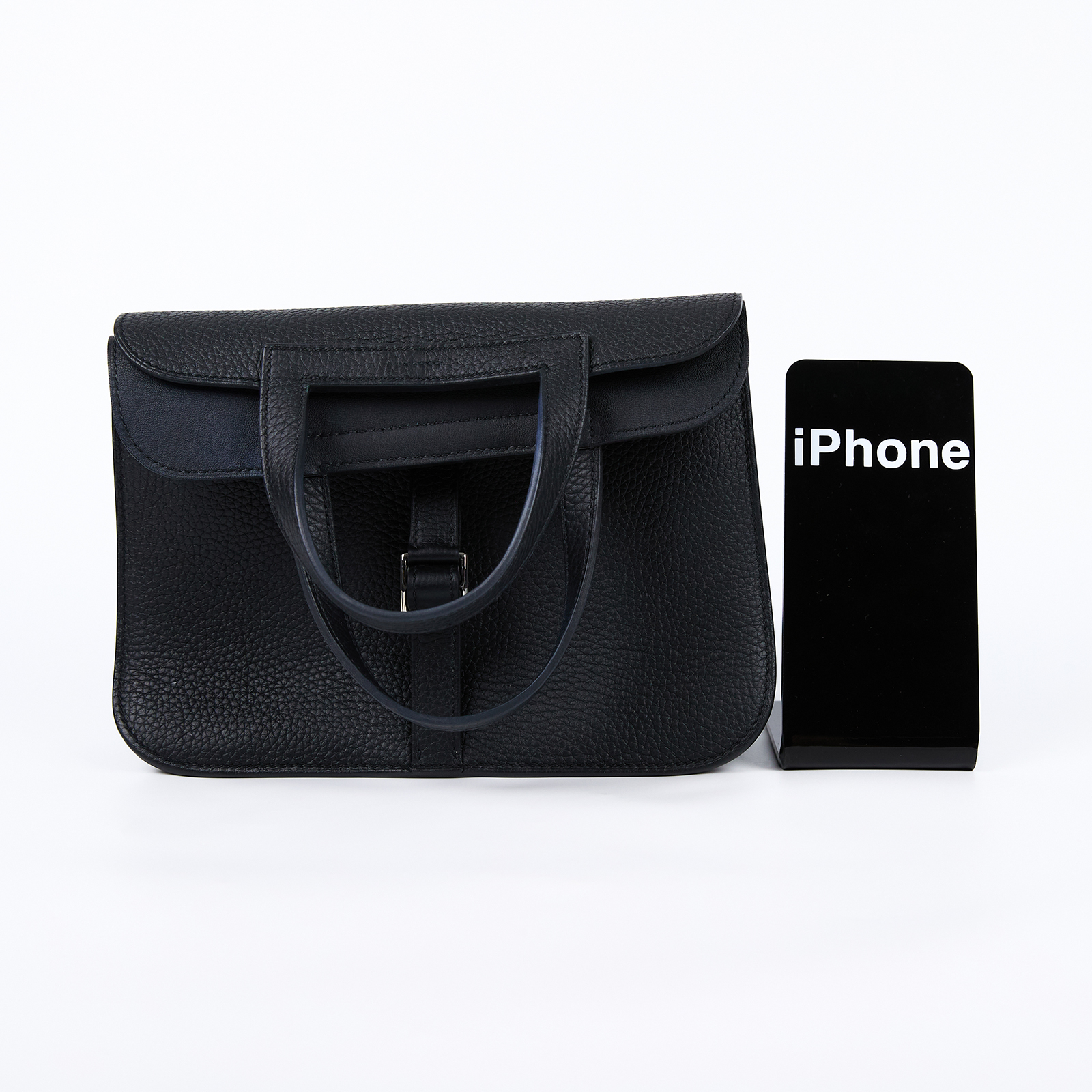 愛馬仕 Hermes Halzan 25 手拿 手提 肩背 斜背包 銀色五金 黑色 H082027CK89 /B SI 004 DB  原廠盒子/防塵袋/背帶/國外購買證明