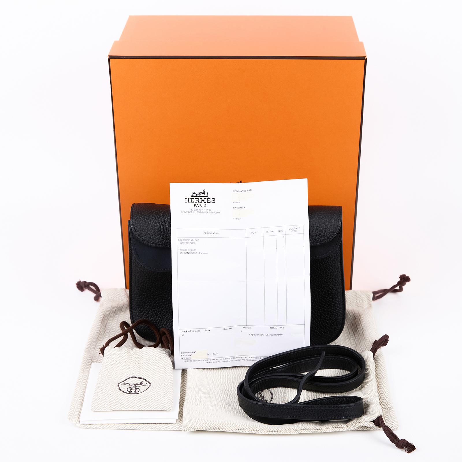 愛馬仕 Hermes Halzan 25 手拿 手提 肩背 斜背包 銀色五金 黑色 H082027CK89 /B SI 004 DB  原廠盒子/防塵袋/背帶/國外購買證明