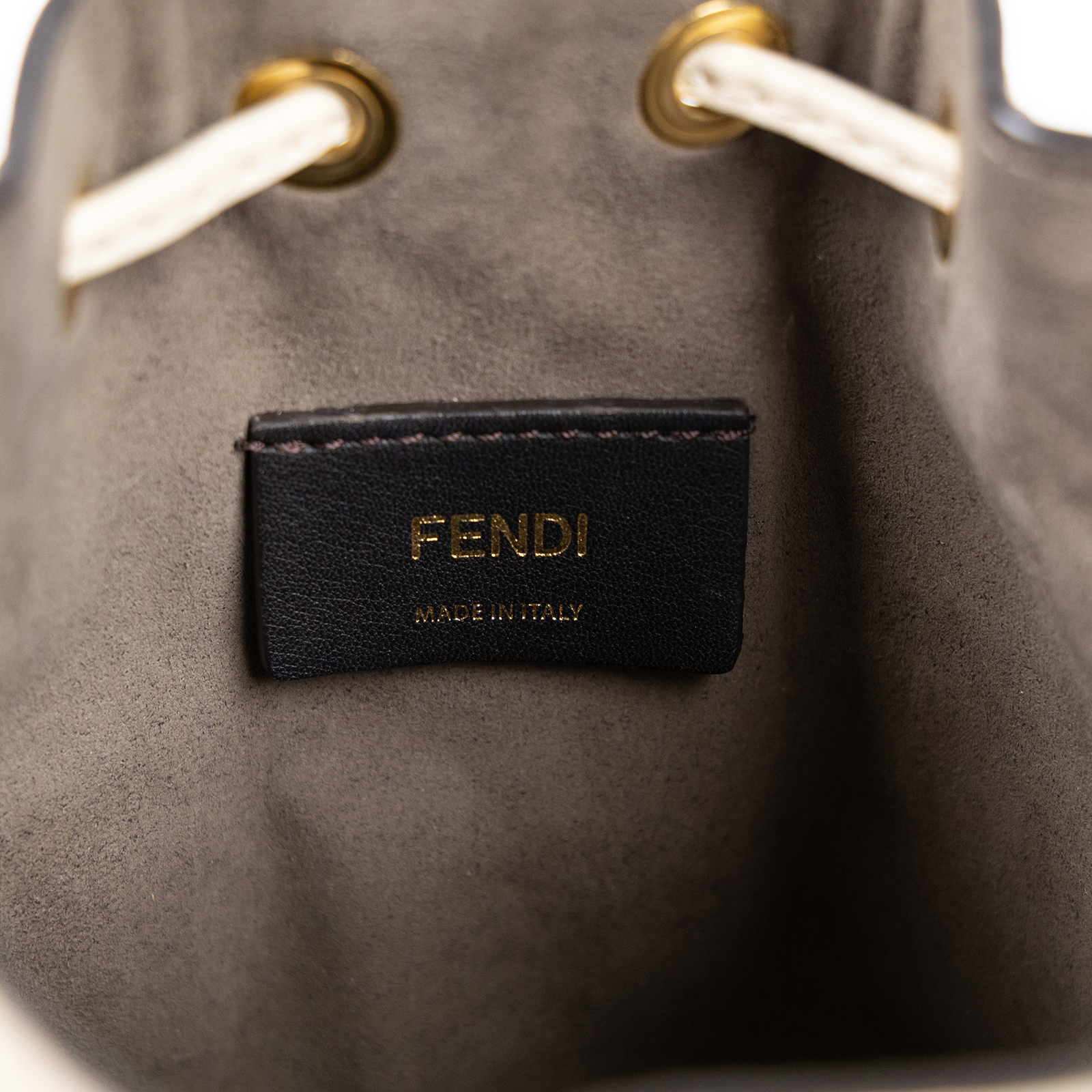 芬迪 FENDI Mon Tresor 皮革 迷你 手袋 8BS010A659 米色綠FF水桶包 背帶2