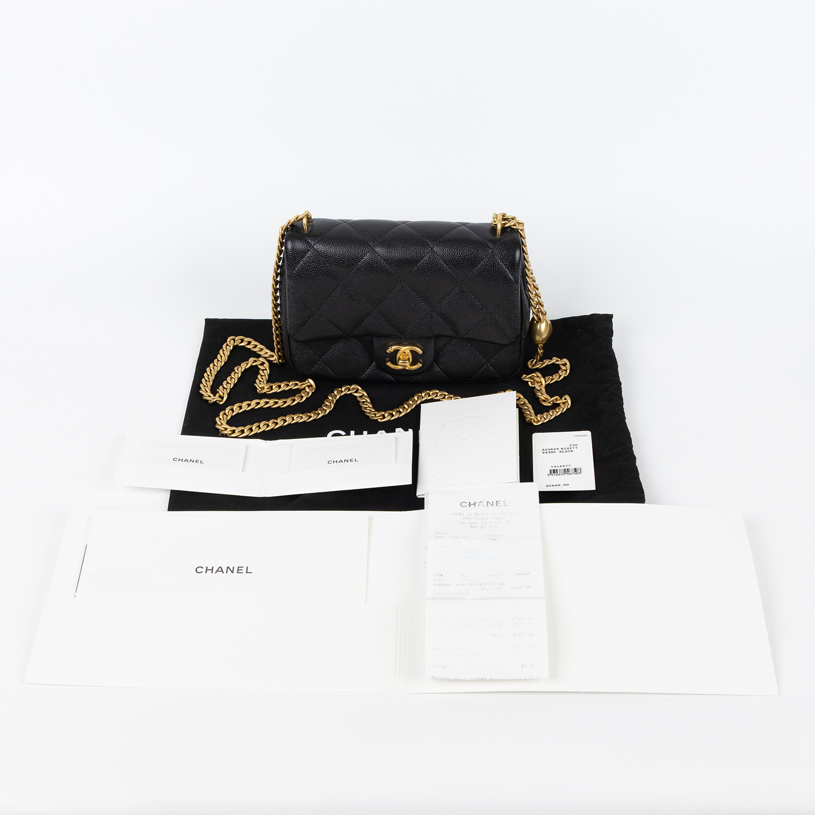 香奈兒 CHANEL 心型金球 方胖 肩背 斜背口蓋包  AS3829 B10277 晶片款 黑金荔枝愛心調節方胖 防塵袋/國外購買證明
