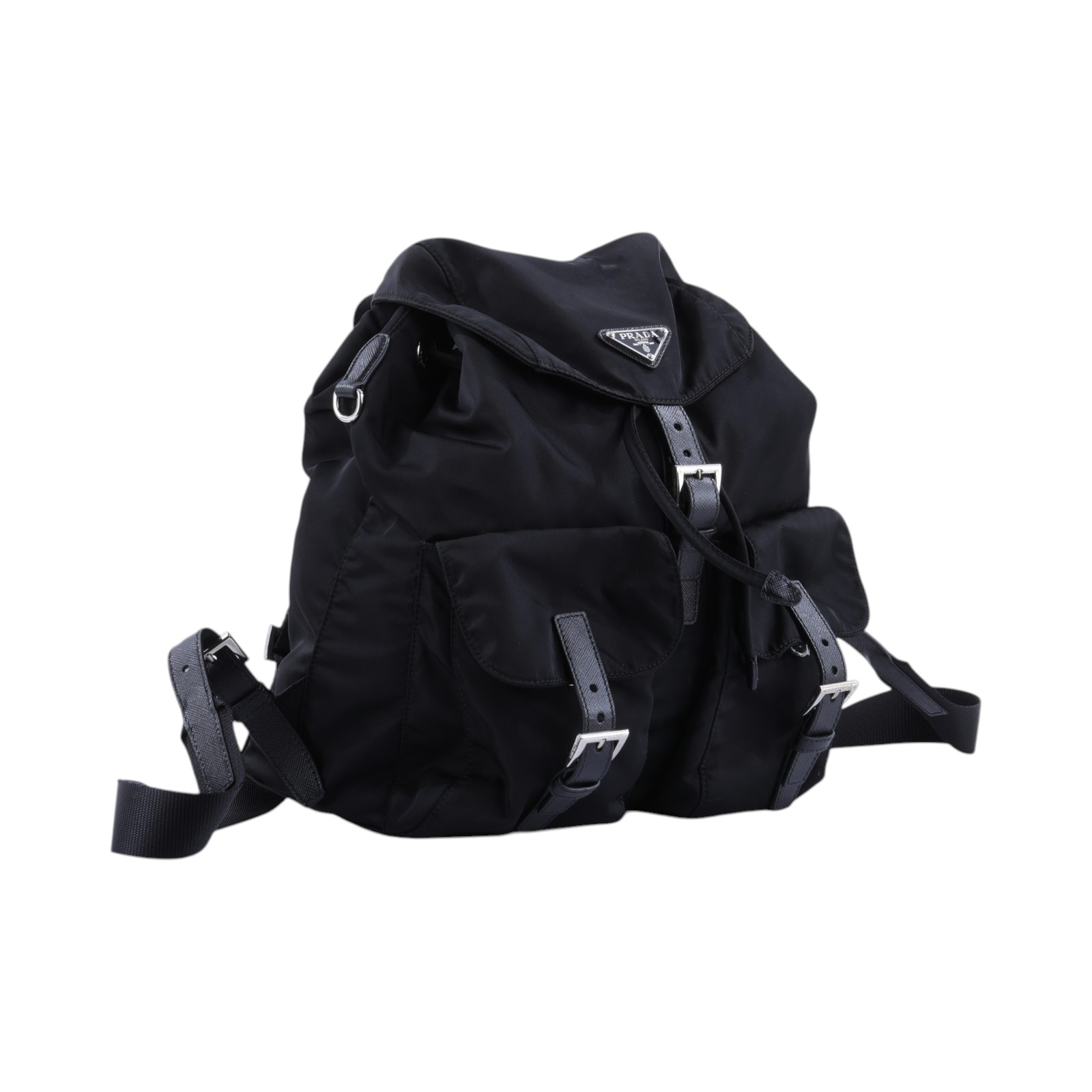 普拉達 PRADA Re-Nylon 中型 背囊 後背包 化妝袋 1BZ811_RV44 黑銀尼龍後包 無附屬品