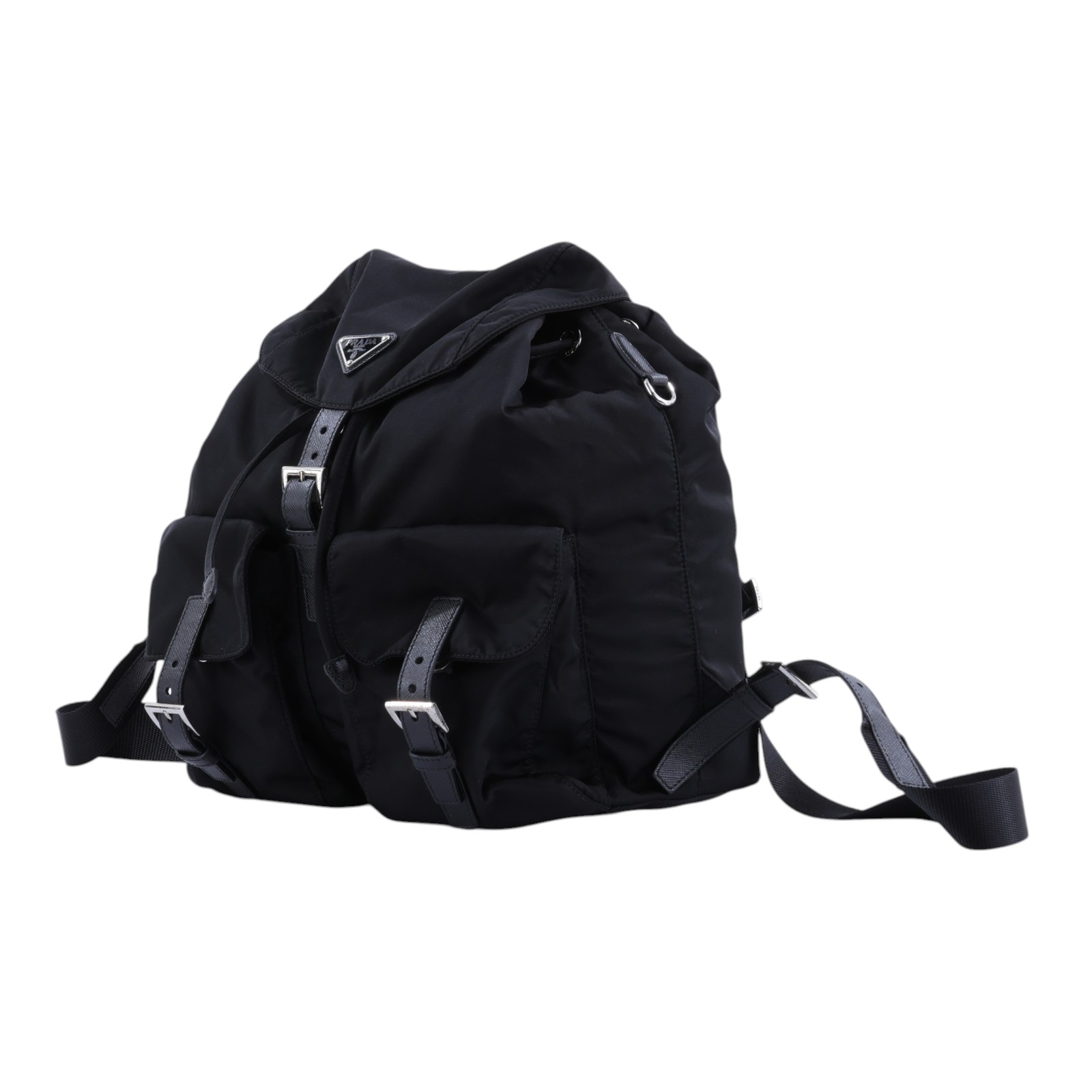 普拉達 PRADA Re-Nylon 中型 背囊 後背包 化妝袋 1BZ811_RV44 黑銀尼龍後包 無附屬品