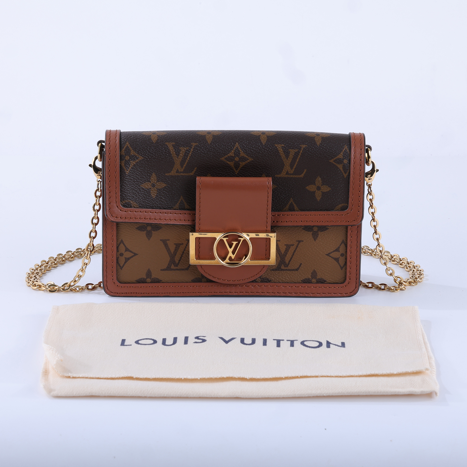 路易威登 LOUIS VUITTON Dauphine 鏈帶錢包 M68746 晶片款 原花DAUPHINE WOC 防塵袋/背帶