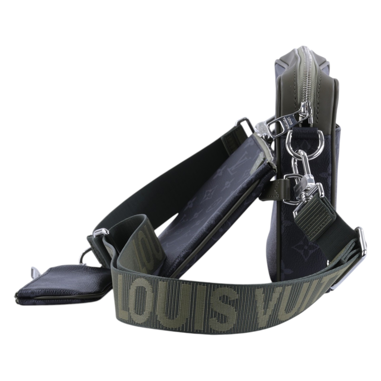 路易威登 LOUIS VUITTON Trio 郵差包 Monogram Eclipse 帆布 卡其綠色 釕色金屬配件 M28628 晶片款  原廠盒子/防塵袋/背帶/購買證明