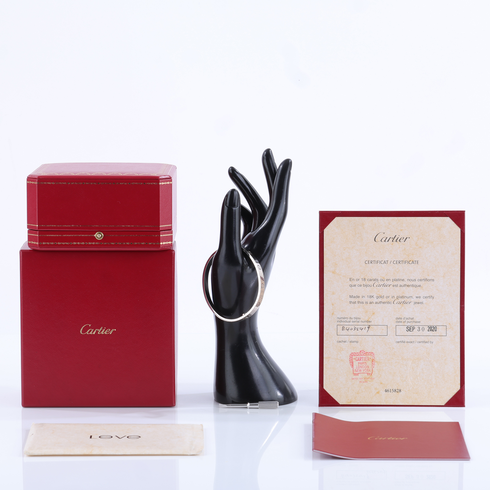 卡地亞 CARTIER Love 手環 B4035419 WG LOVE手環 #19 原廠盒子2/保書/螺絲起子