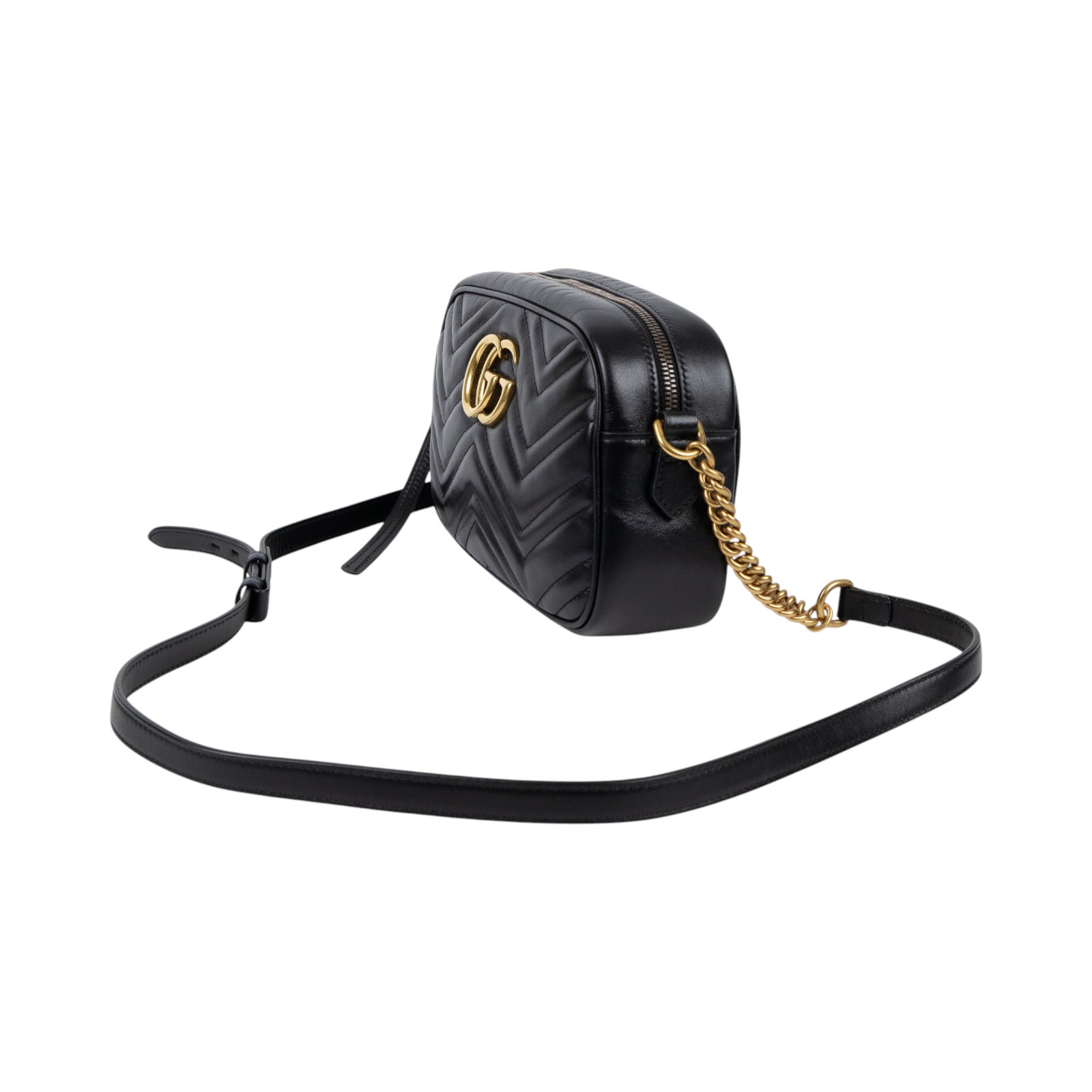 古馳 GUCCI GG Marmont 小型 絎縫 肩揹袋 447632 DTD1T 黑金GG MARMONT SMALL 原廠盒子/防塵袋