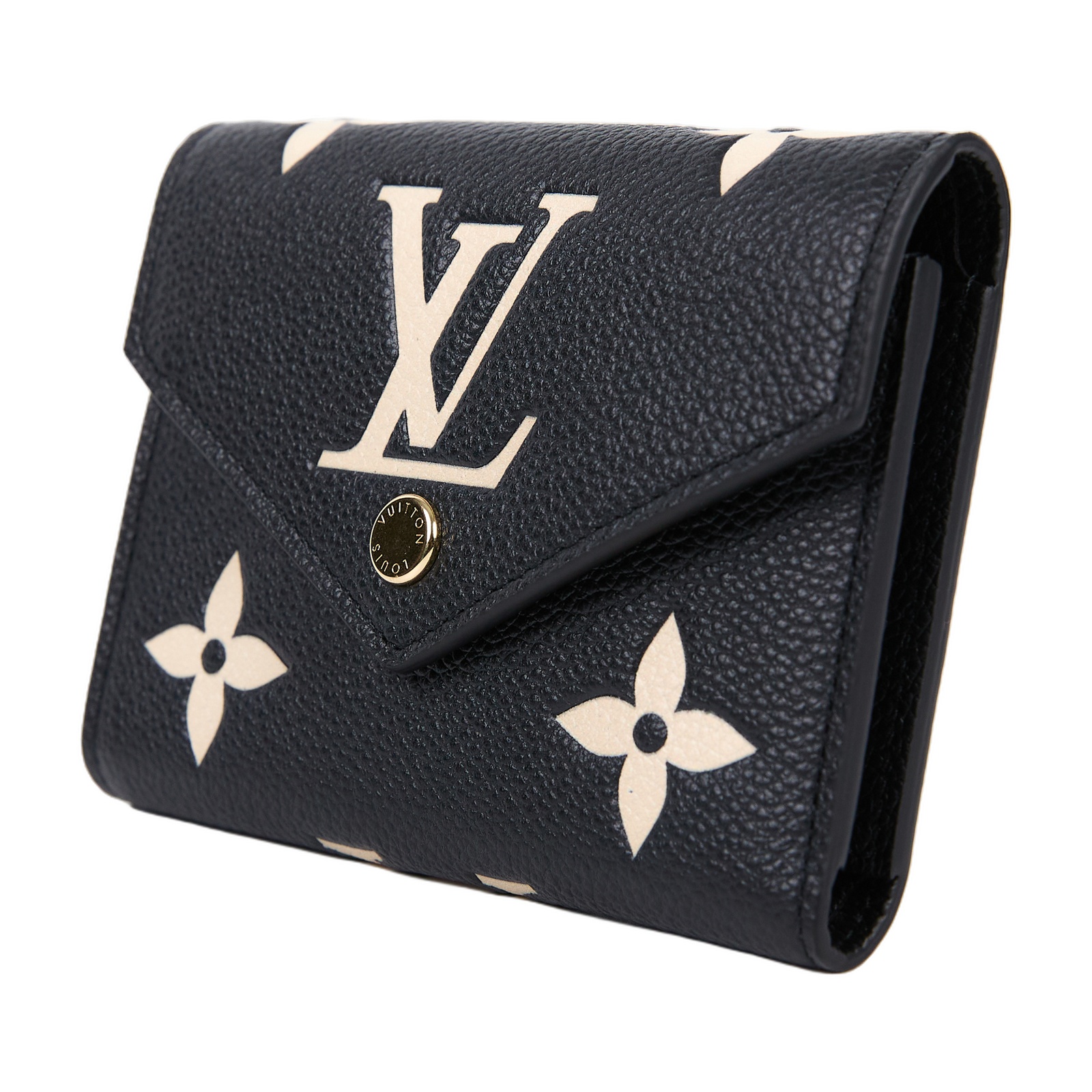 路易威登 LOUIS VUITTON Victorine 錢包 壓花牛皮 黑色米色 M80968 晶片款 黑白原花壓紋VICTORINE短夾 原廠盒子/防塵袋