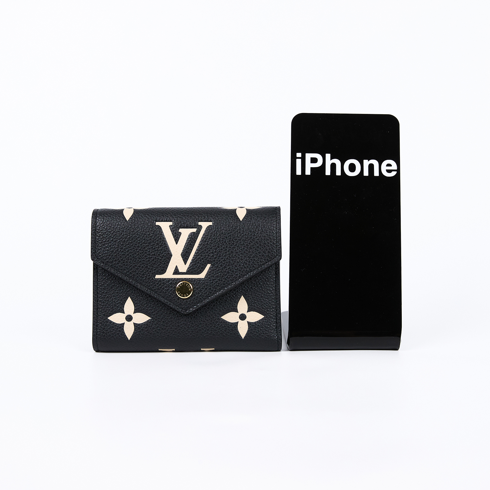路易威登 LOUIS VUITTON Victorine 錢包 壓花牛皮 黑色米色 M80968 晶片款 黑白原花壓紋VICTORINE短夾 原廠盒子/防塵袋