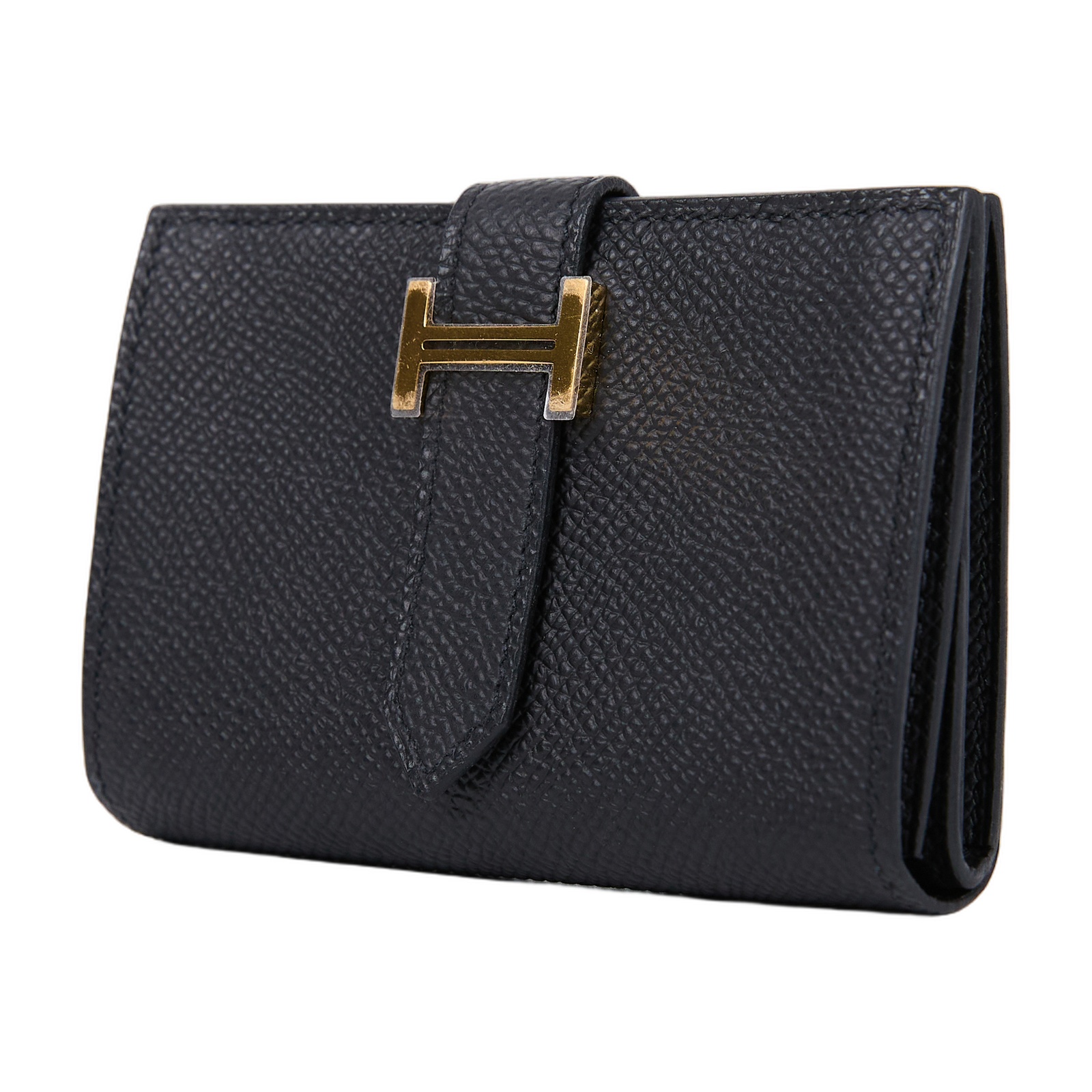 愛馬仕 Hermes Bearn Mini 短夾 金色五金 黑色 H039796CC89 /W AI 009 WS W刻 黑金BEARN MINI 原廠盒子