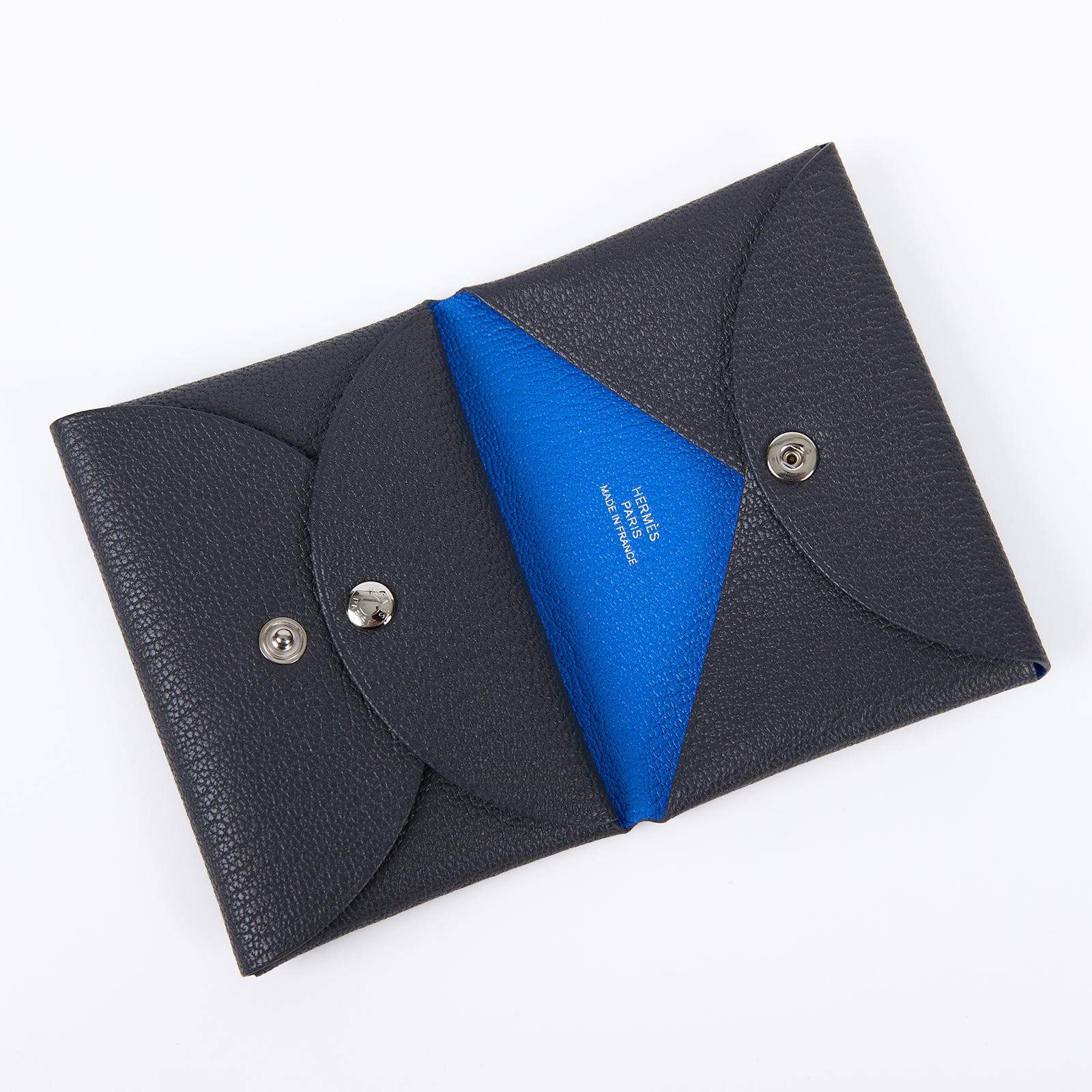 愛馬仕 Hermes Calvi Duo 卡包 CALD K UY 011 IM K刻 灰內拚藍CALVI DUO 原廠盒子