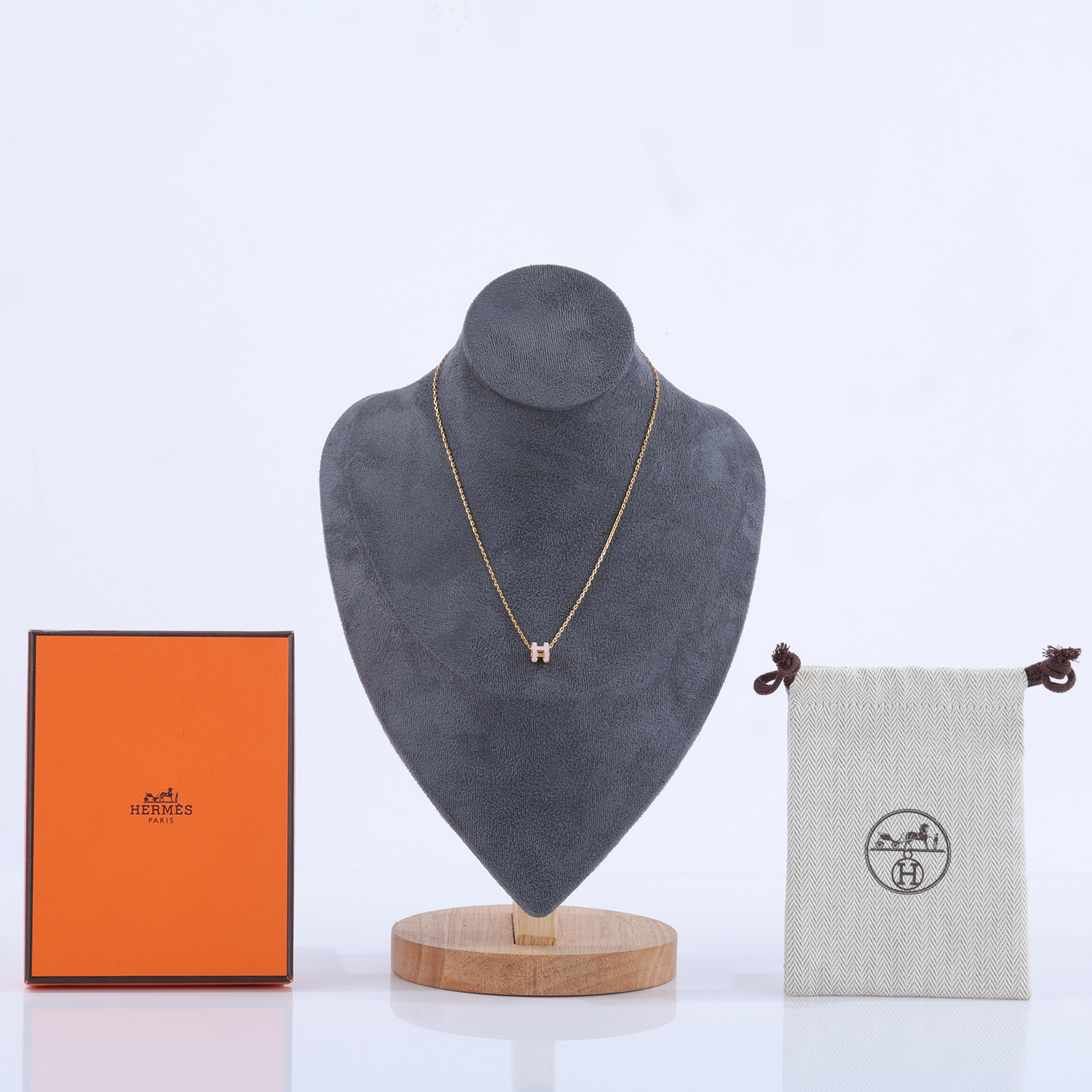 愛馬仕 Hermes Mini Pop H 墜飾 POPHPMINI GD 02 33 粉/金MINI POP H項鍊 原廠盒子/防塵袋