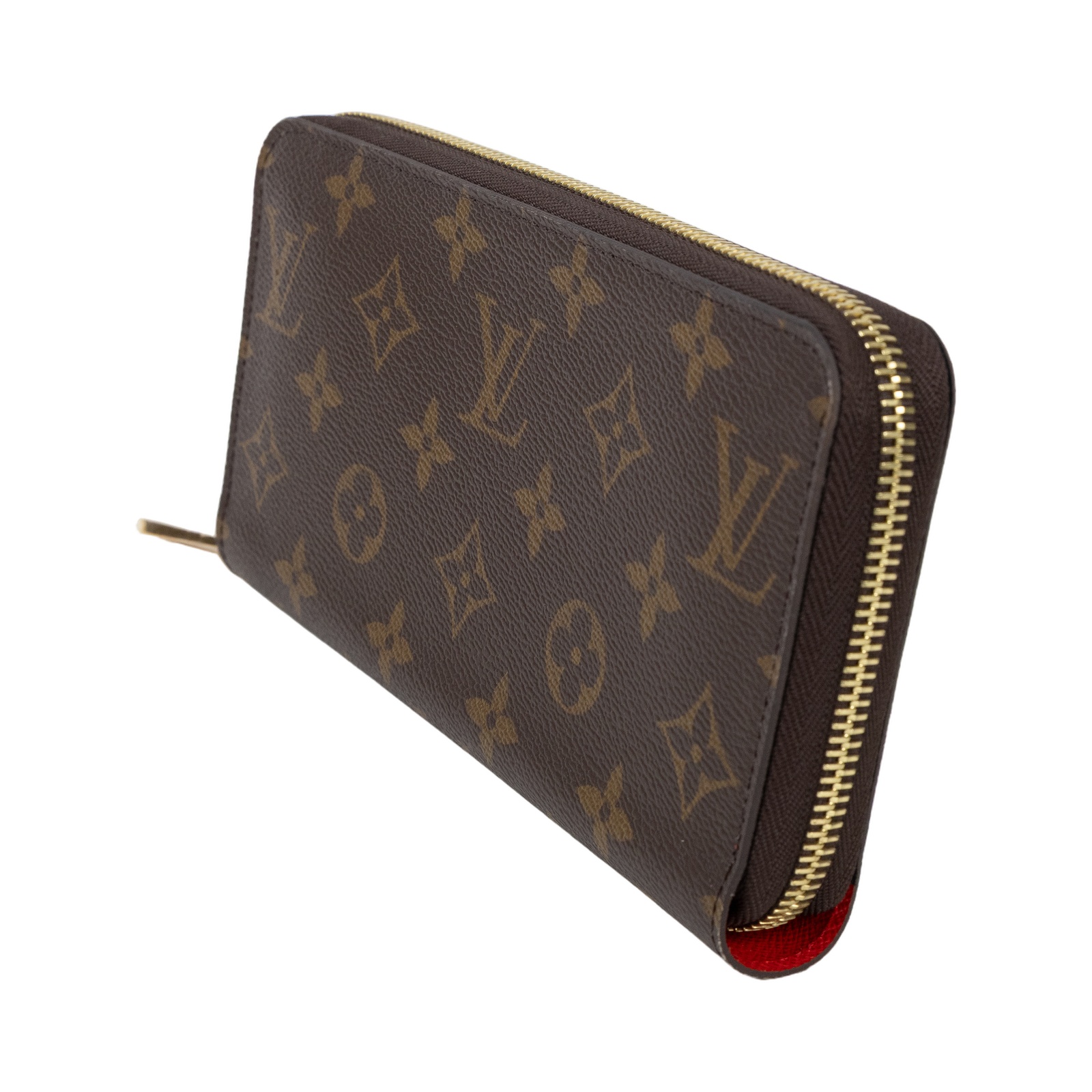 路易威登 LOUIS VUITTON 拉鏈錢包 Monogram帆布 罌粟紅色 M41896 晶片款 原花拉鍊長夾 防塵袋/原廠盒子