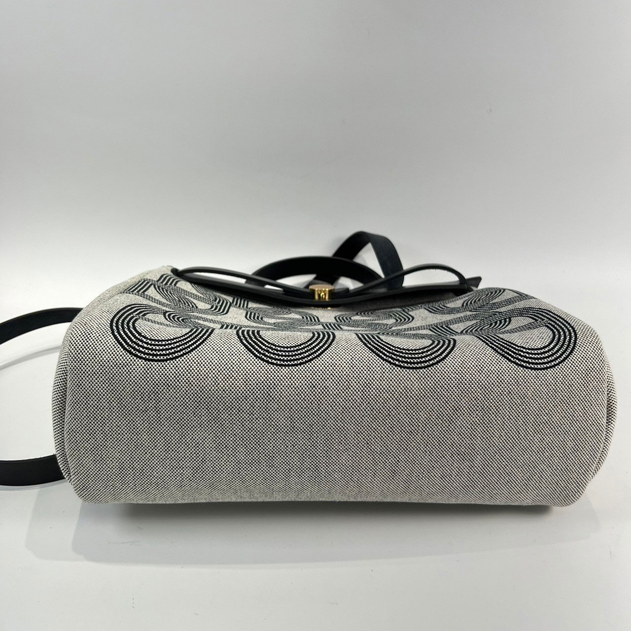 愛馬仕 Hermes Herbag PM HERPM B MN 007 KD B刻 黑圖騰帆布HERBAG 原廠盒子/防塵袋/內袋/鎖組