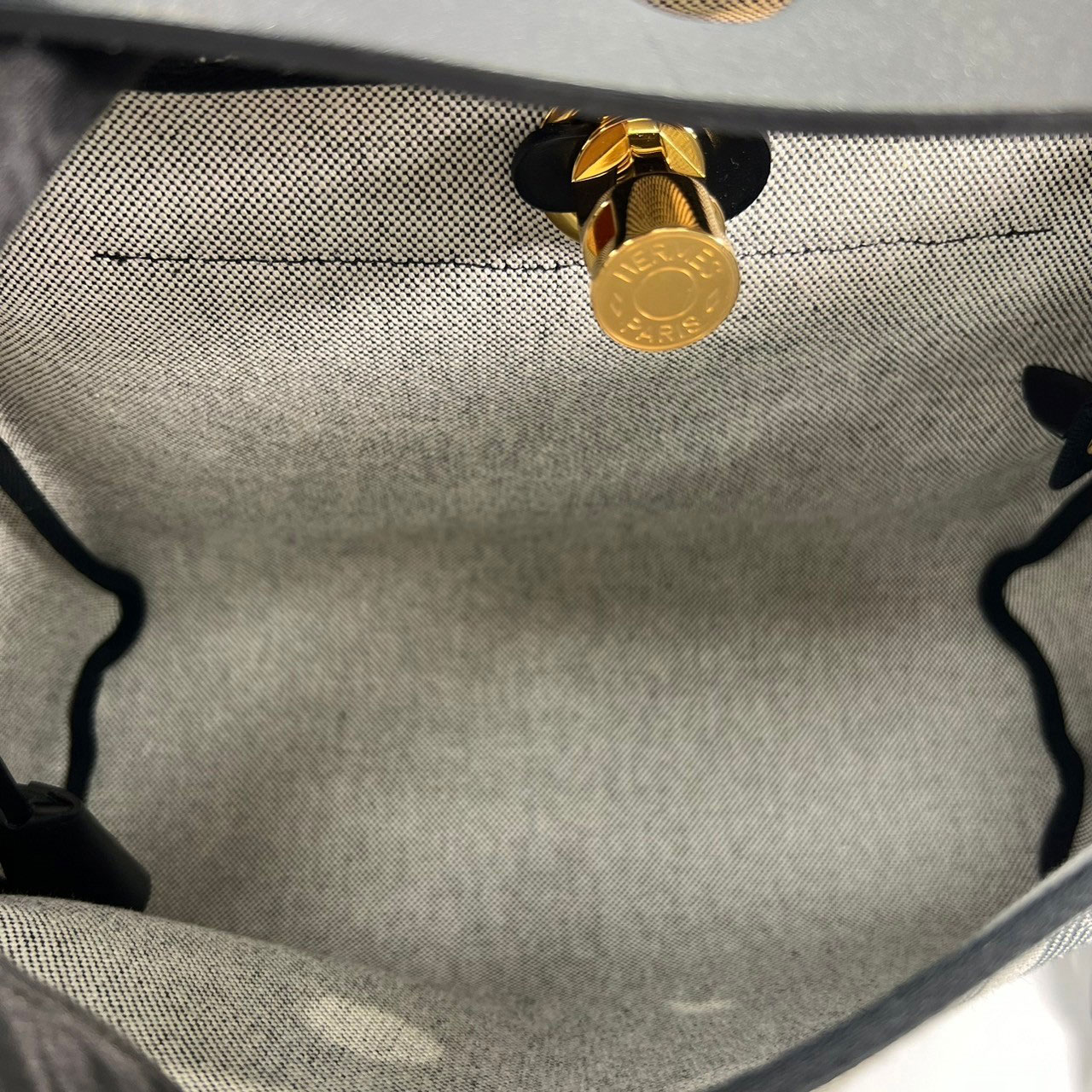 愛馬仕 Hermes Herbag PM HERPM B MN 007 KD B刻 黑圖騰帆布HERBAG 原廠盒子/防塵袋/內袋/鎖組