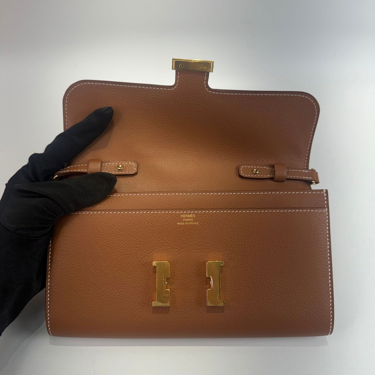 愛馬仕 Hermès Constance to go 康康包 長夾  CNTG U TI 006 AK/多付一條肩背帶(帆布編織)  原廠盒子/防塵袋