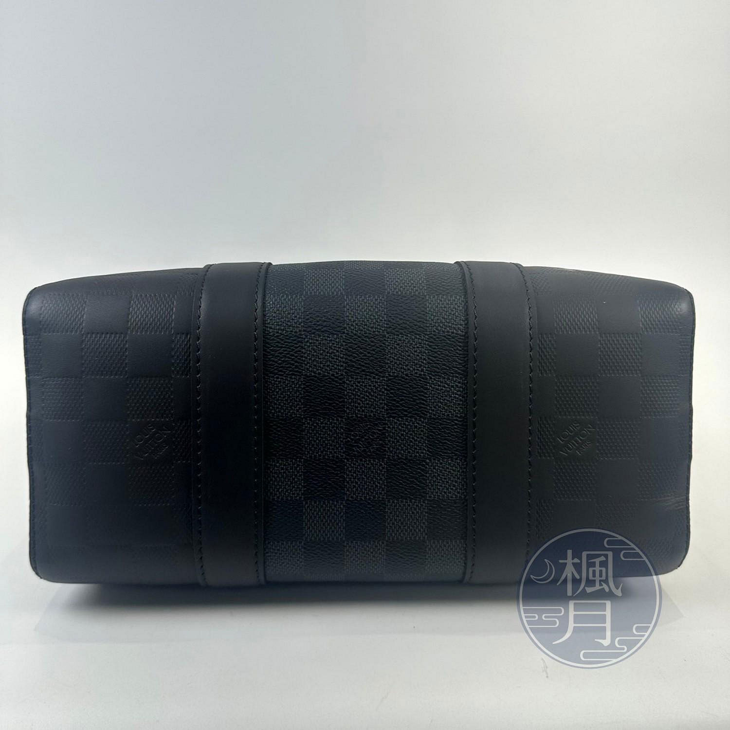 路易威登 LOUIS VUITTON Keepall City 肩背黑棋盤格 枕頭包 N40452 晶片款  防塵袋/背帶/行李吊牌