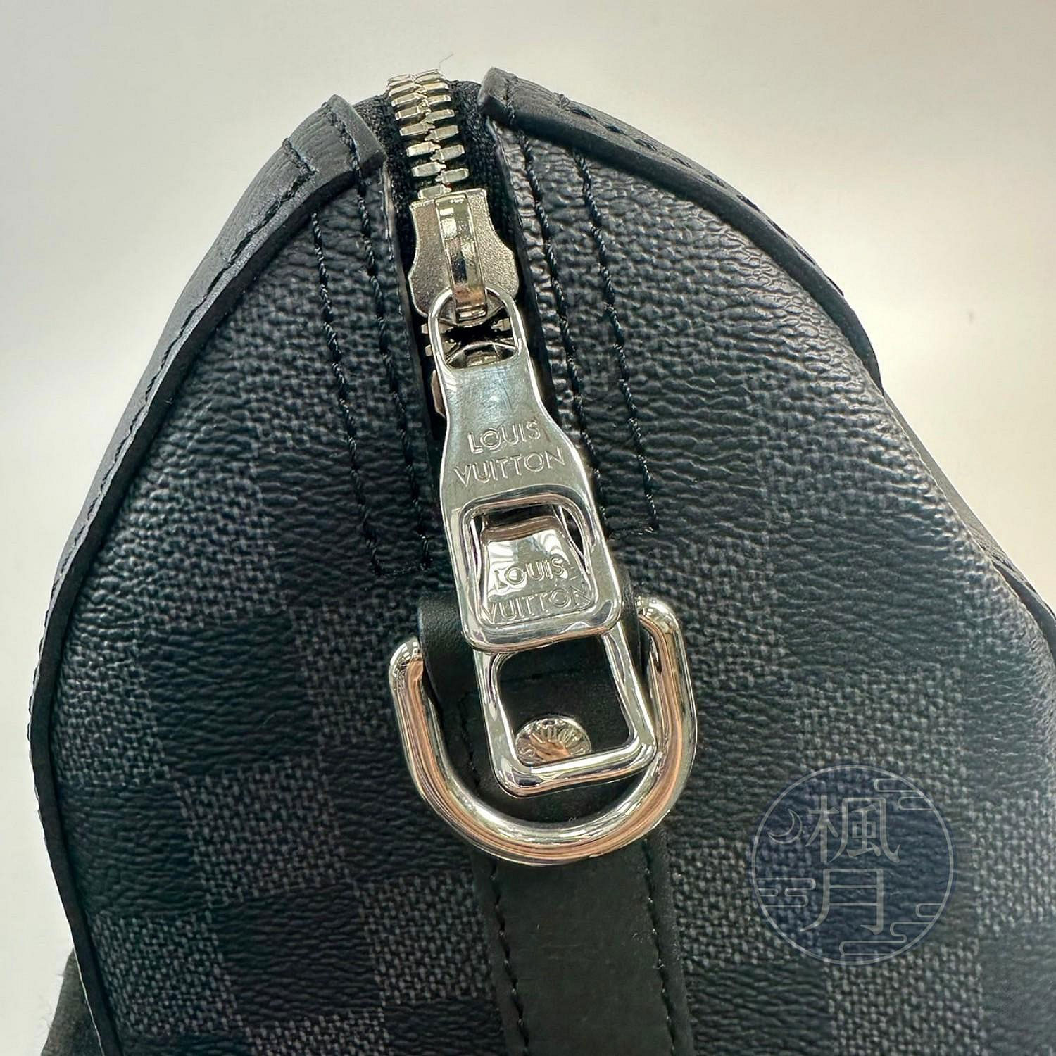 路易威登 LOUIS VUITTON Keepall City 肩背黑棋盤格 枕頭包 N40452 晶片款  防塵袋/背帶/行李吊牌