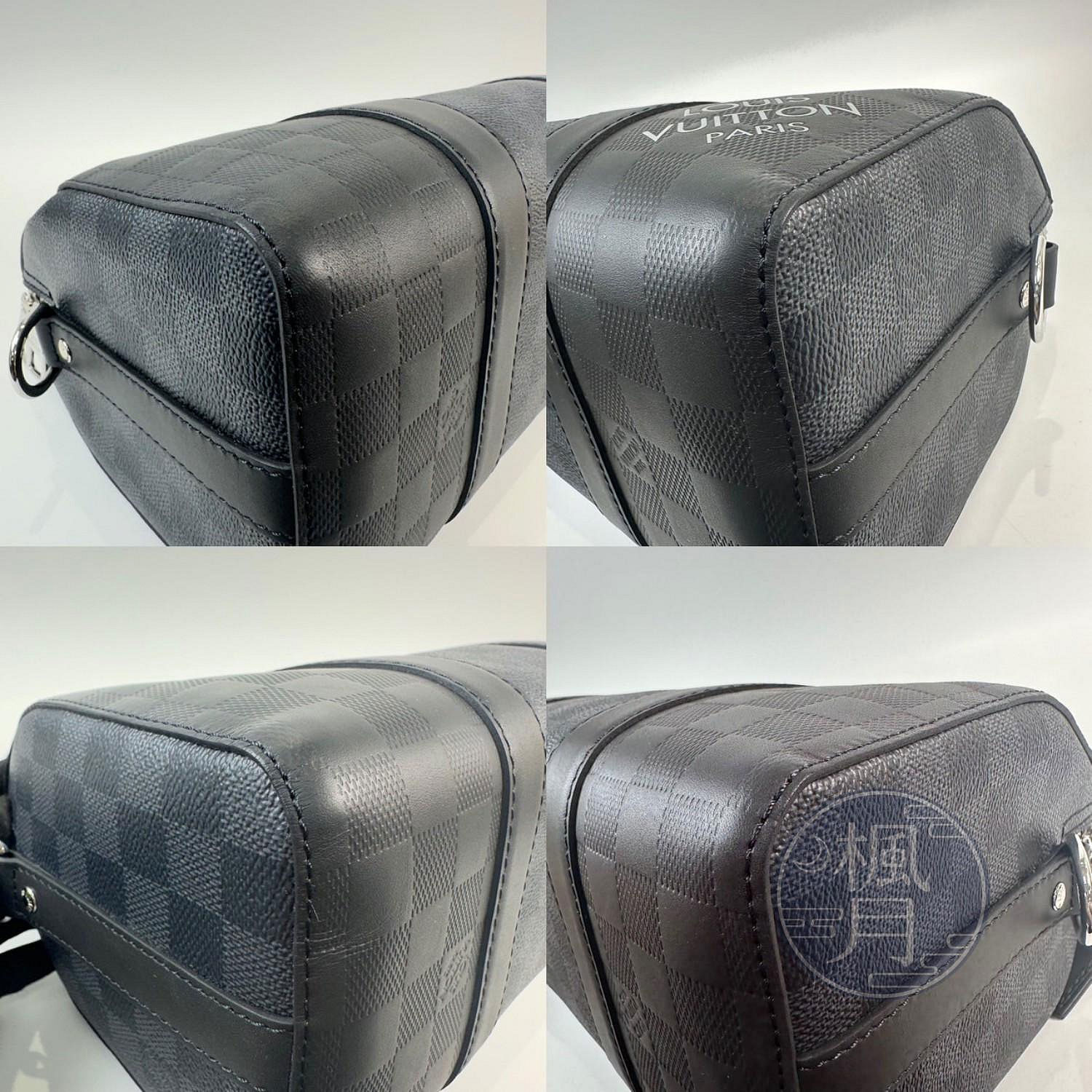 路易威登 LOUIS VUITTON Keepall City 肩背黑棋盤格 枕頭包 N40452 晶片款  防塵袋/背帶/行李吊牌