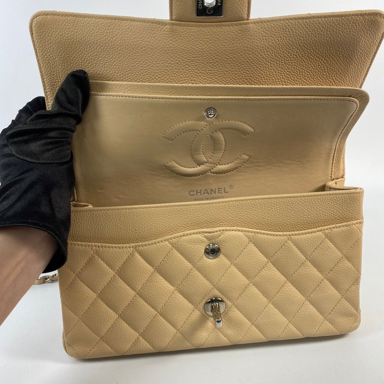 香奈兒 CHANEL CF 經典 口蓋包 A01112 13開 奶茶金荔枝牛COCO25 原廠盒子/防塵袋