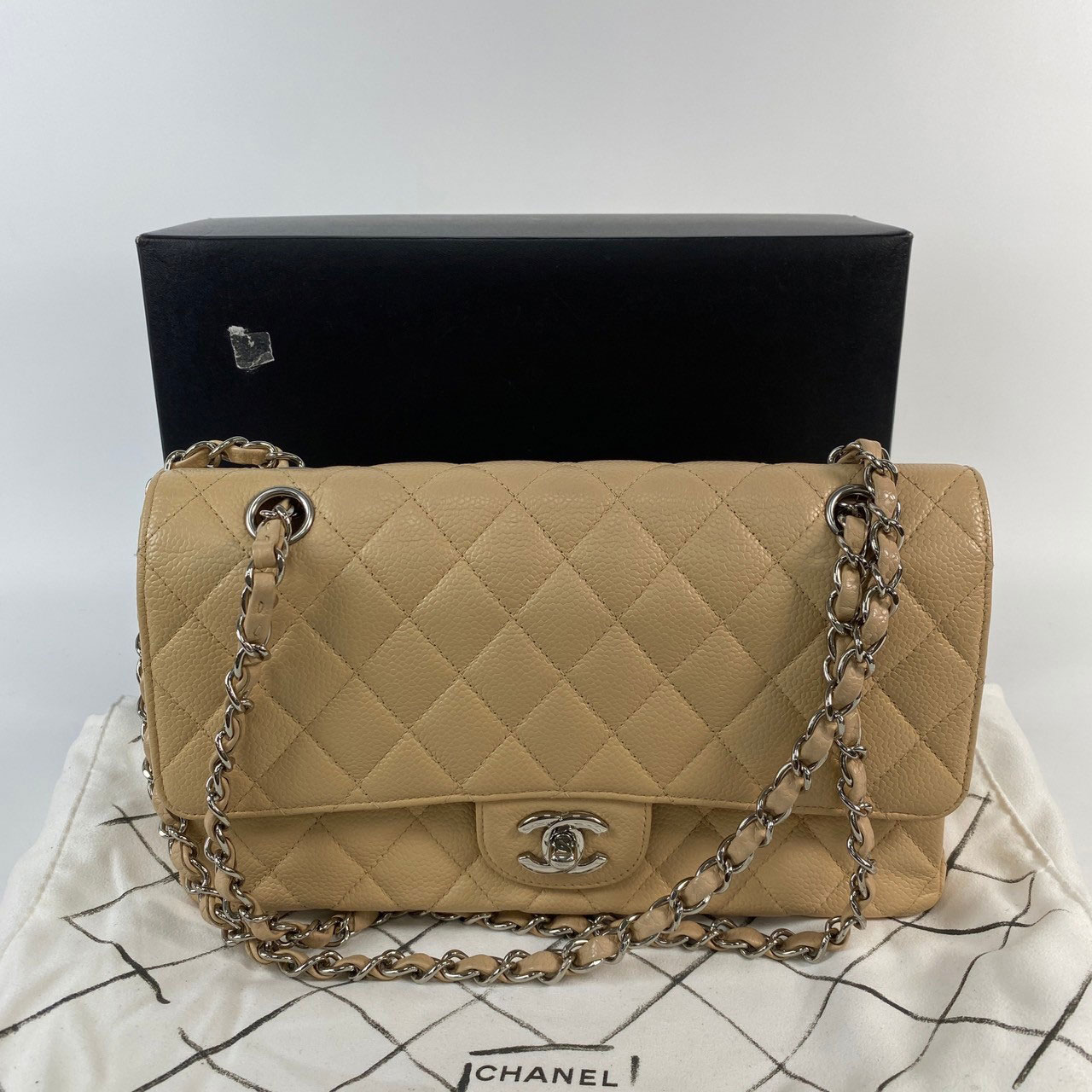 香奈兒 CHANEL CF 經典 口蓋包 A01112 13開 奶茶金荔枝牛COCO25 原廠盒子/防塵袋