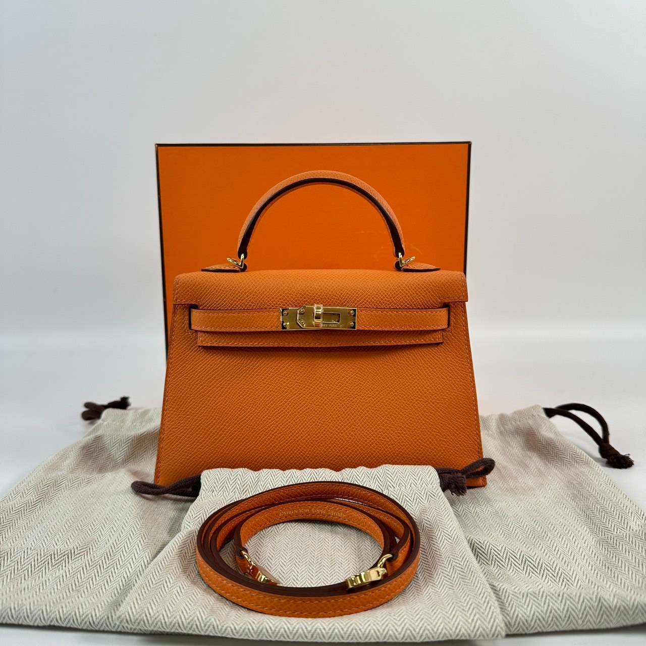 愛馬仕 Hermès Kelly Bag 凱莉包 mini KLM W FI 838 GG  原廠盒子/防塵袋2/背帶