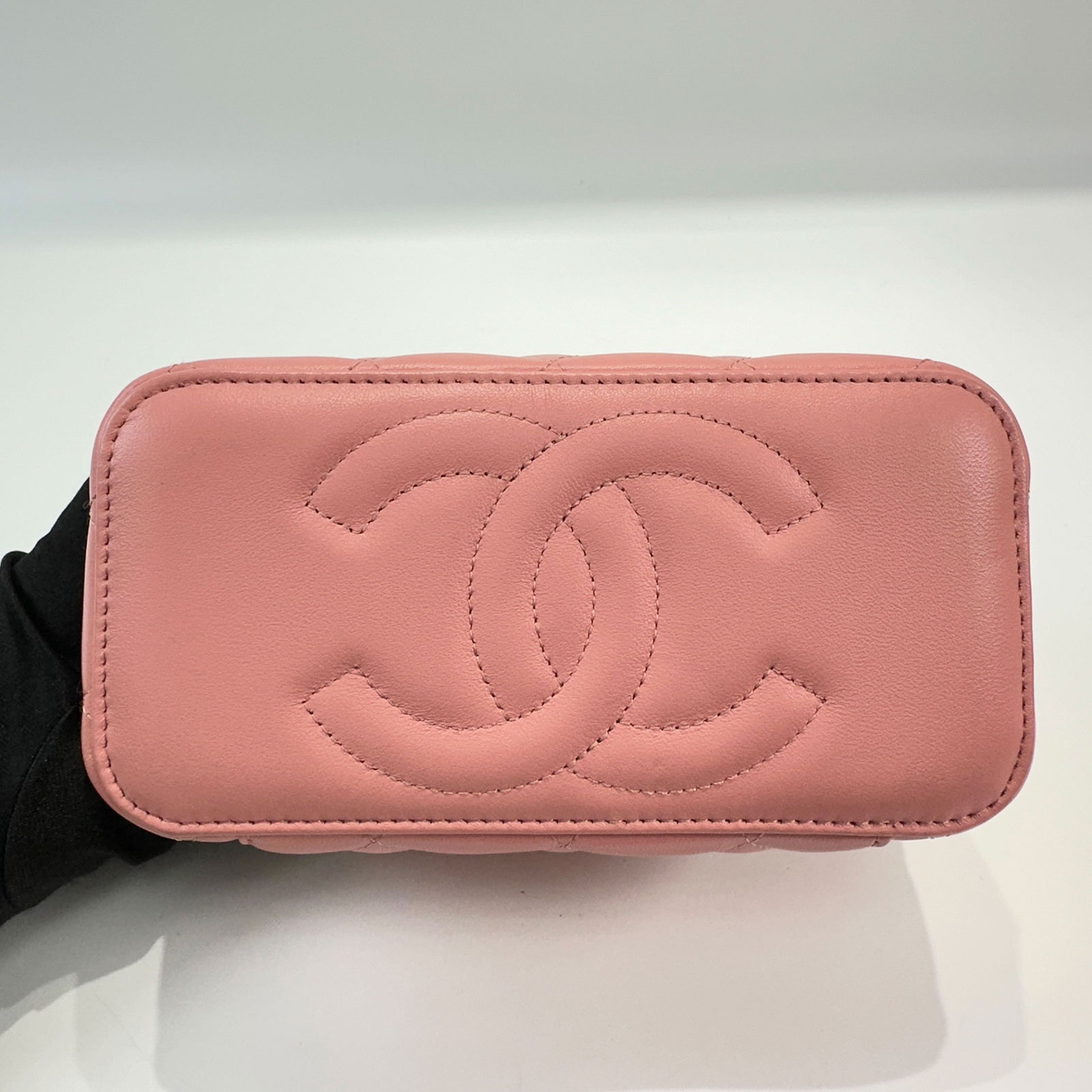 香奈兒 CHANEL Vanity Case 化妝箱 AP2199 晶片款 粉金羊HANDLE長盒 原廠盒子/防塵袋/購買證明