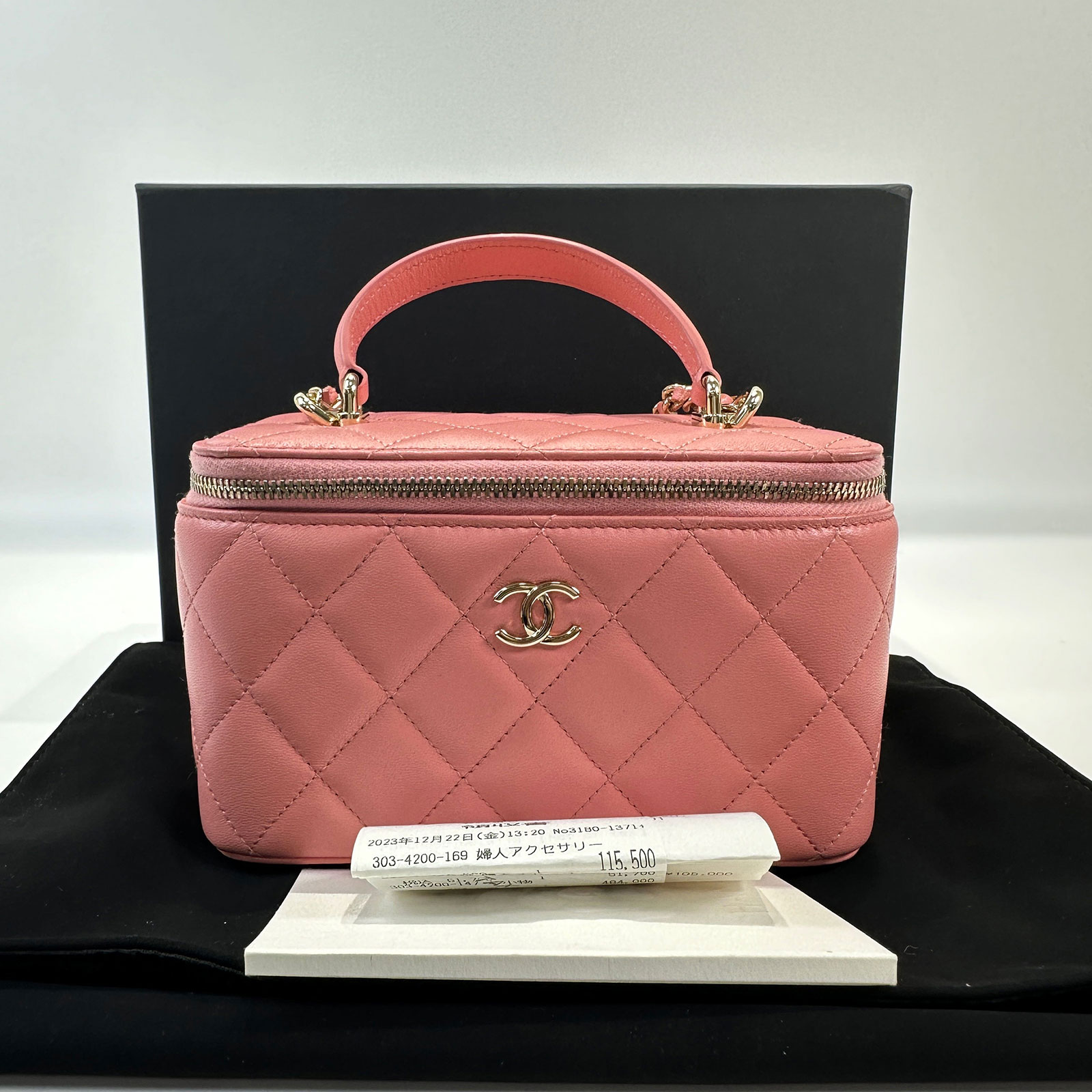 香奈兒 CHANEL Vanity Case 化妝箱 AP2199 晶片款 粉金羊HANDLE長盒 原廠盒子/防塵袋/購買證明