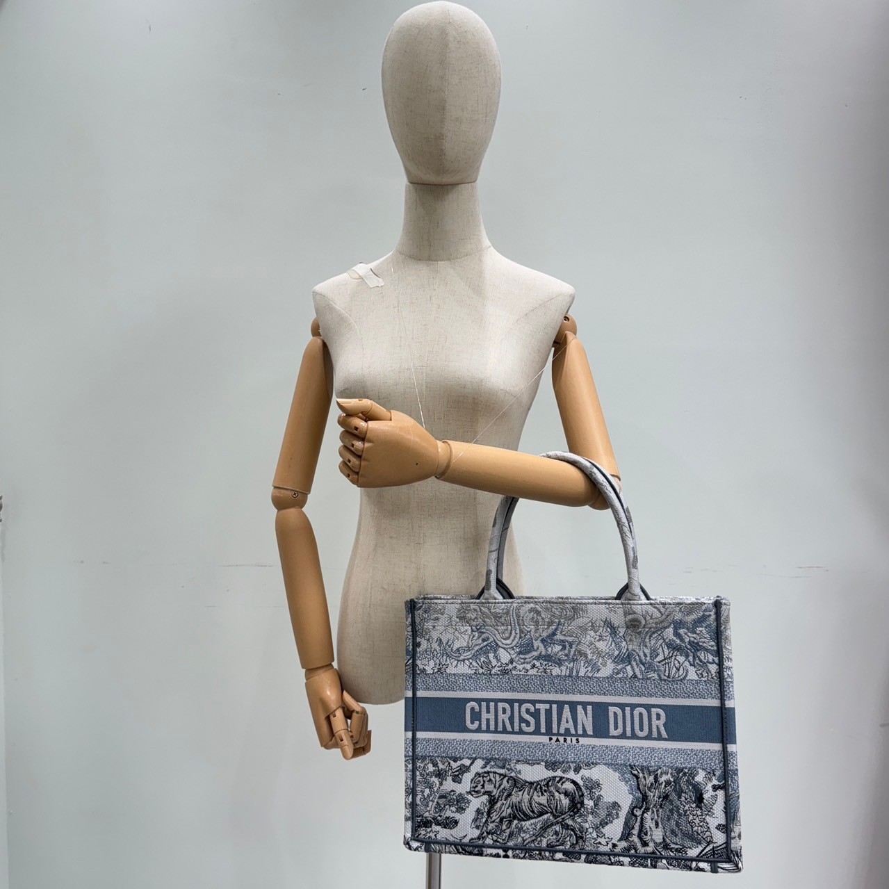 迪奧 CHRISTIAN DIOR Book Tote 小型 托特包 藍色  藍拚色刺繡 BOOK TOTE 無附屬品