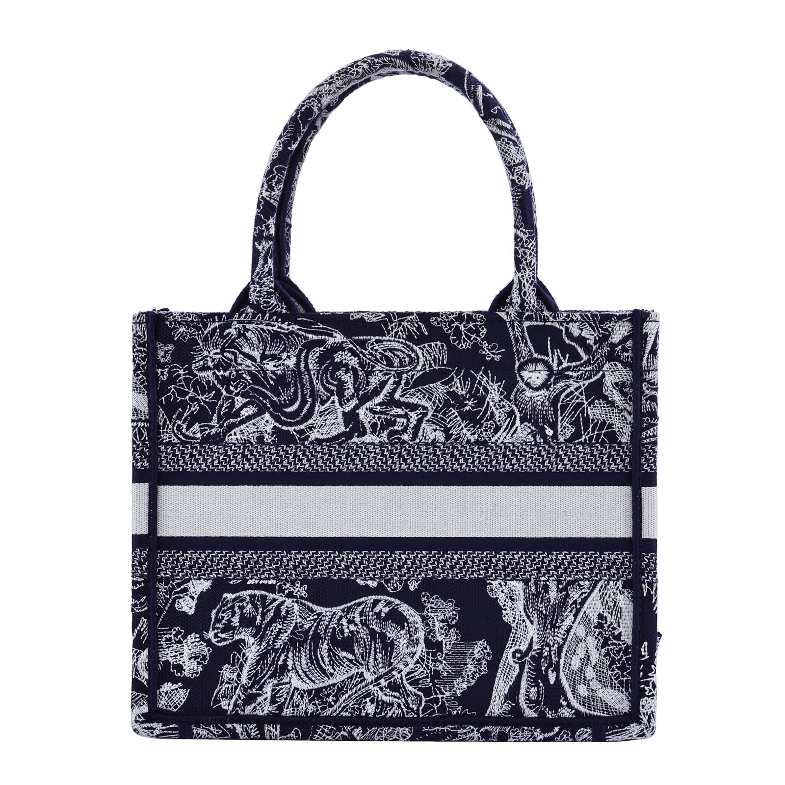 迪奧 CHRISTIAN DIOR Book Tote 小型 托特包 藍色  藍拚色刺繡 BOOK TOTE SMALL