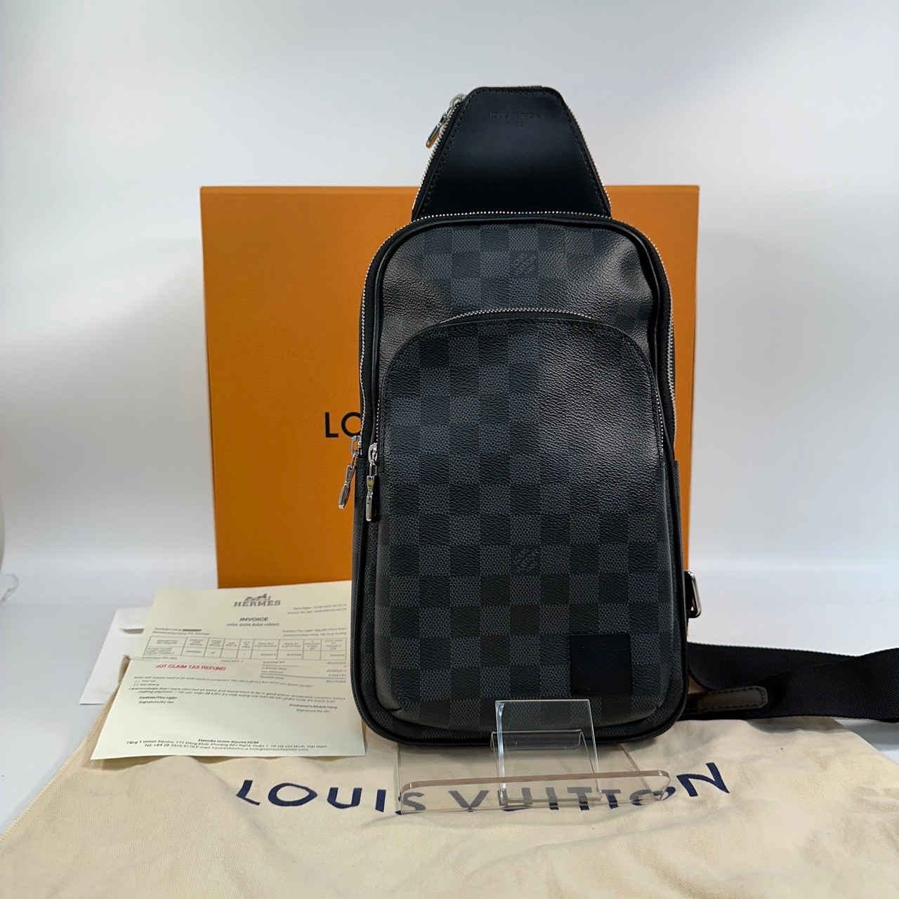 路易威登 LOUIS VUITTON Avenue NM 斜背包 黑棋盤格 N45302 晶片款 黑棋盤格AVENUE NM肩背包 原廠盒子/防塵袋