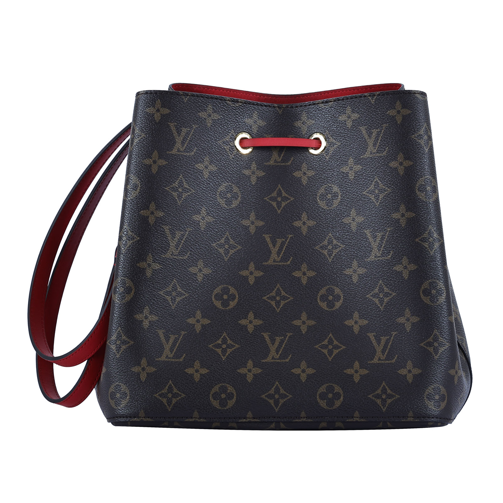 路易威登 LOUIS VUITTON NéoNoé MM 經典帆布 肩背 水桶包 紅色 M44021 晶片款  原廠盒子/防塵袋/背帶