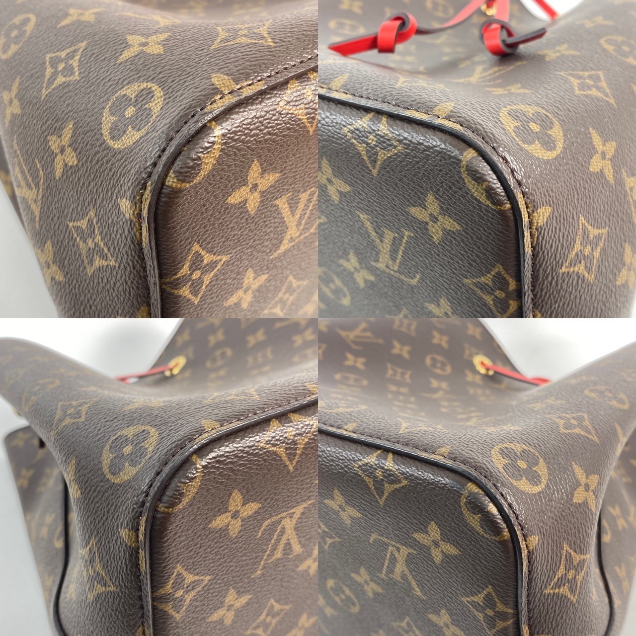 路易威登 LOUIS VUITTON NéoNoé MM 經典帆布 肩背 水桶包 紅色 M44021 晶片款  原廠盒子/防塵袋/背帶