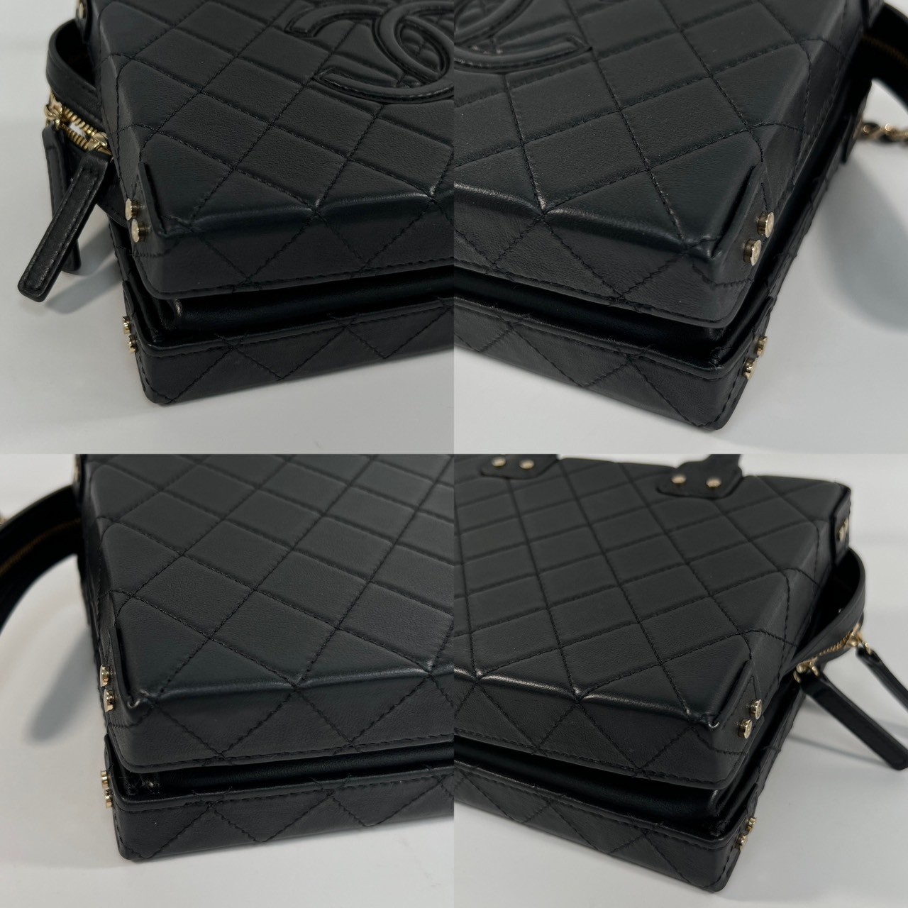 香奈兒 CHANEL Vanity Case 斜背 手提 迷你 化妝箱 AS3345 晶片款 黑金小牛皮VANITY MINI 22B 原廠盒子/防塵袋/購買證明