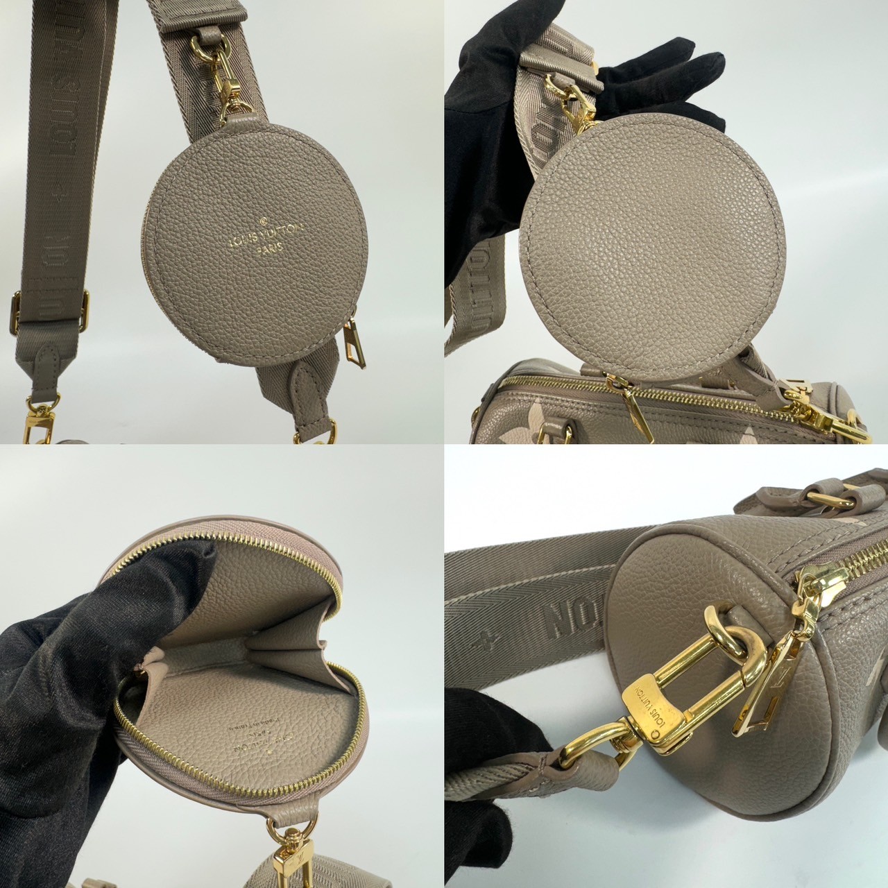 路易威登 LOUIS VUITTON Papillon BB 圓筒手提包 斑鳩灰色 M46031 晶片款  原廠盒子/防塵袋/背帶/內袋/購買證明