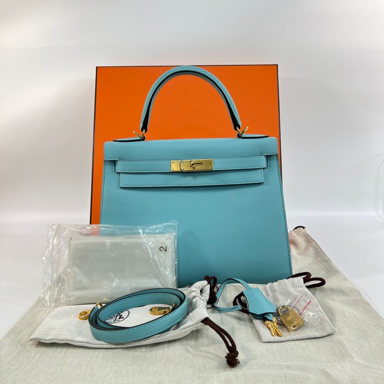 愛馬仕 Hermès Kelly Bag 凱莉包 28 KL28 T HT 007 IK  原廠盒子/防塵袋/背帶/鎖組/雨衣