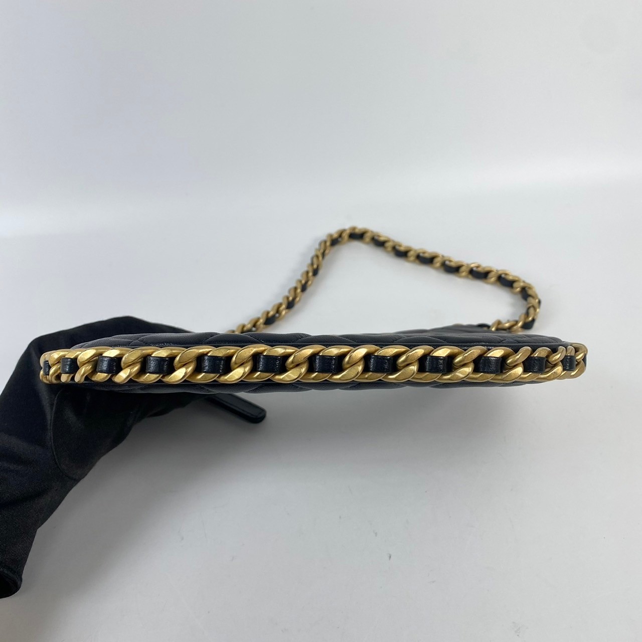 香奈兒 CHANEL cc logo 菱格紋 Hobo 嬉皮鏈條包 AP3486 晶片款 黑金牛HOBO肩背包 無附屬品